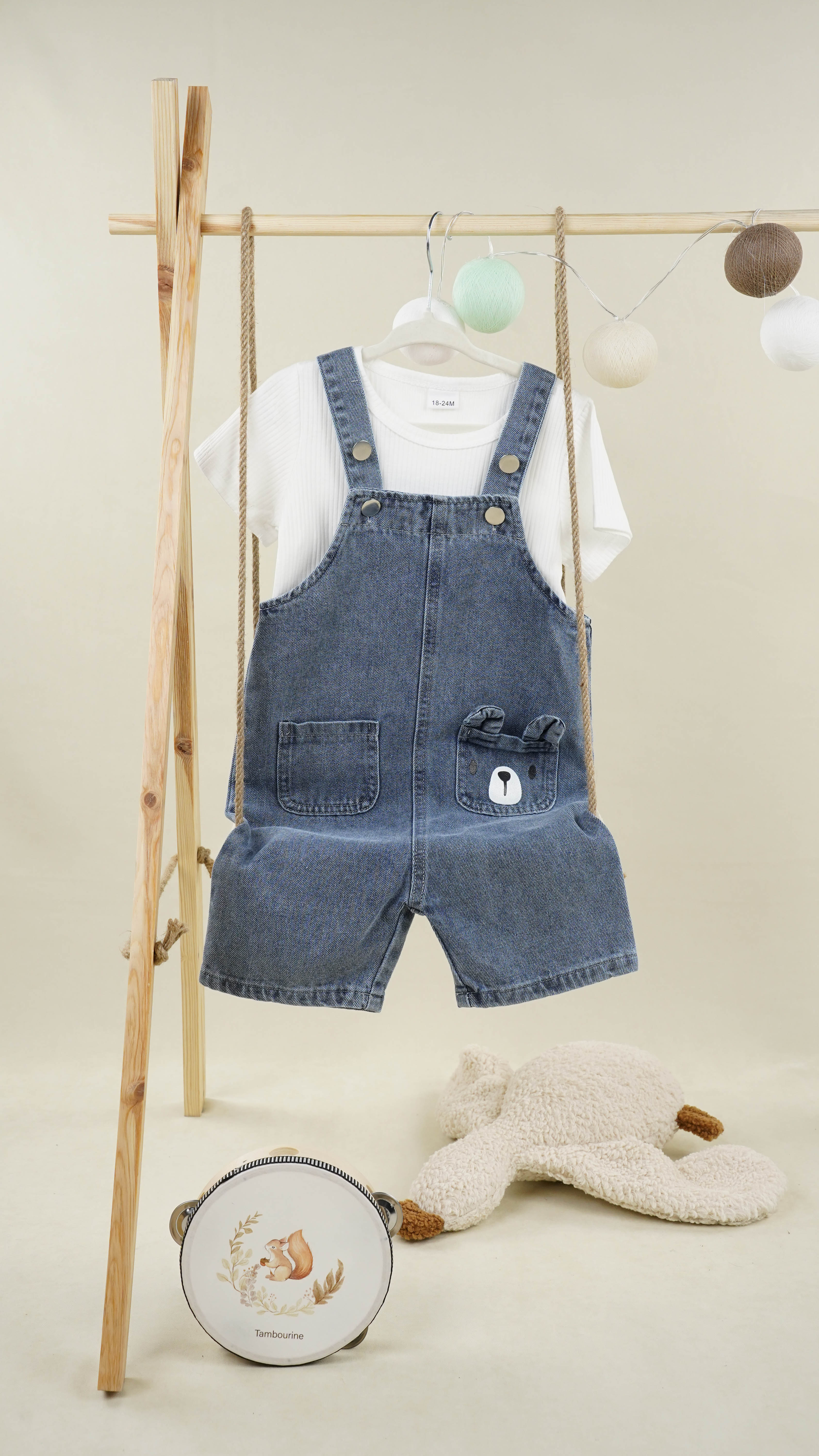 Lora Bliss Erkek Bebek Mavi Kot Salopetli Takım