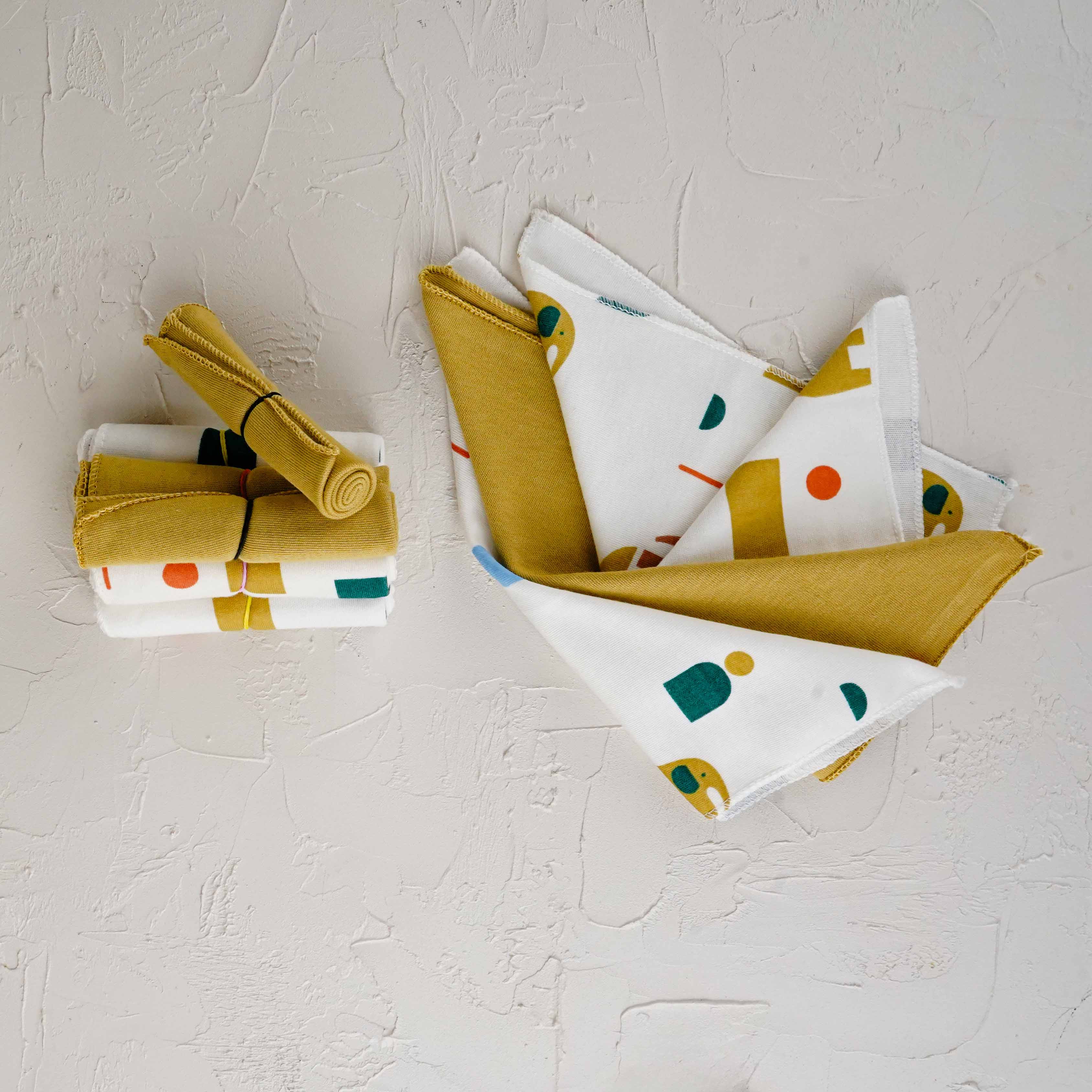 Lora Bliss Unisex 7'li Desenli Ağız Mendili Seti 23x23 cm - Sarı