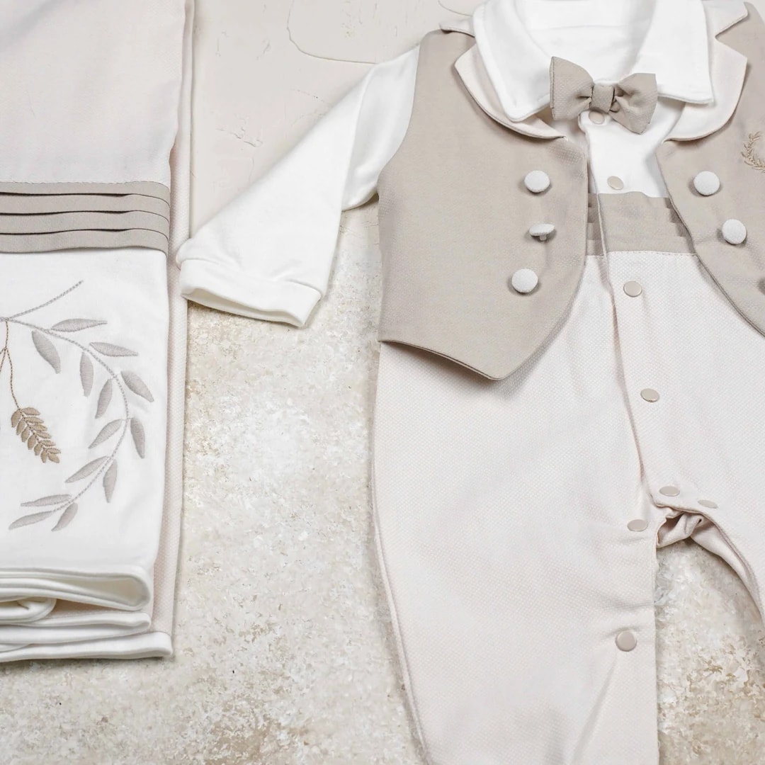 Lora Bliss Erkek Bebek Armalı 10’lu Hastane Çıkışı Seti - Bej