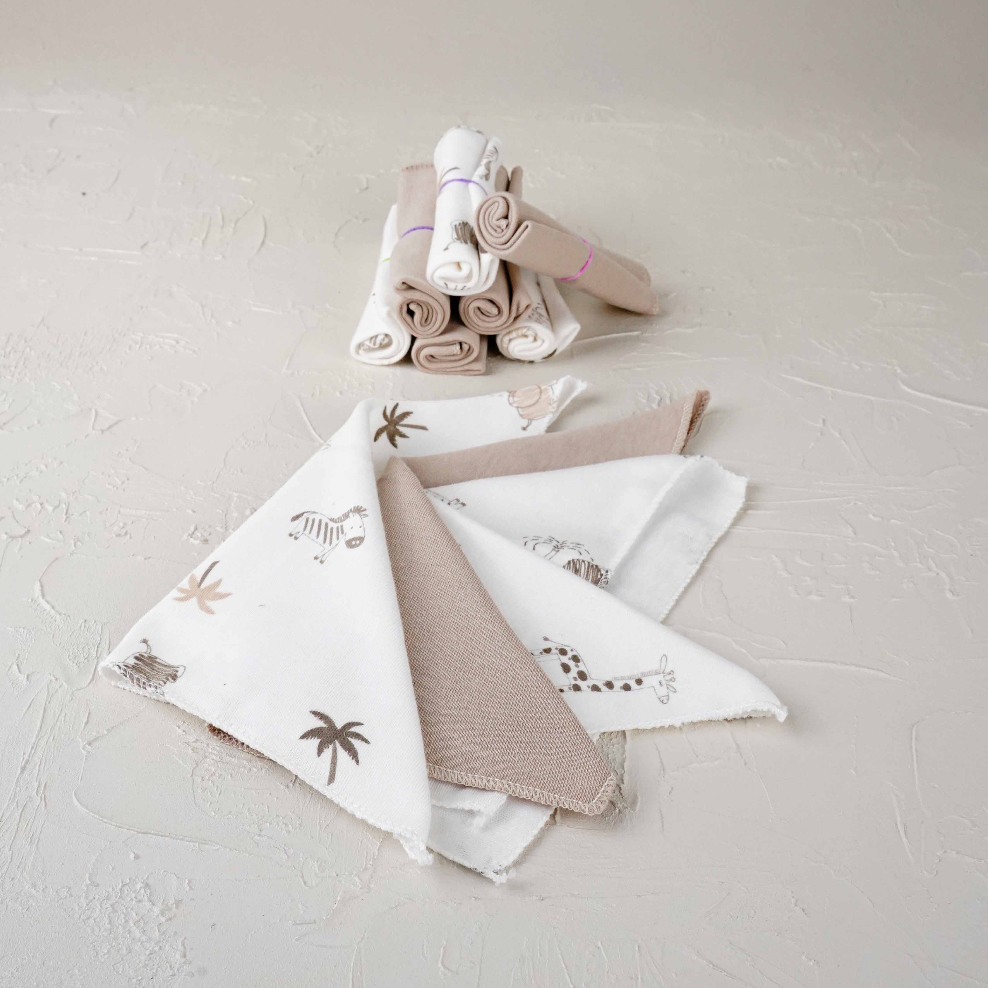 Lora Bliss Unisex 7'li Desenli Ağız Mendili Seti 23x23 cm - Taş