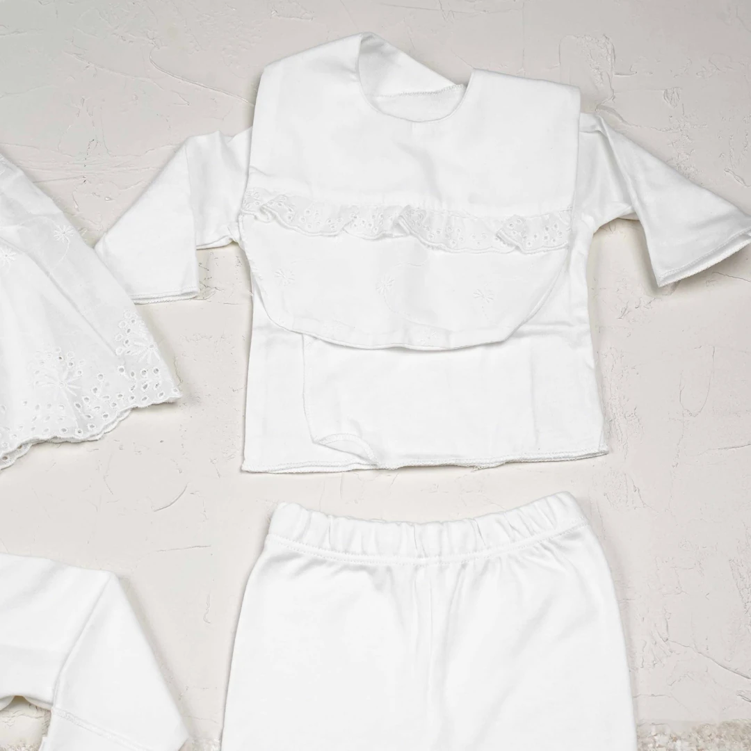 Lora Bliss Kız İncili Dokuma  10’lu Hastane Çıkışı Seti - Krem