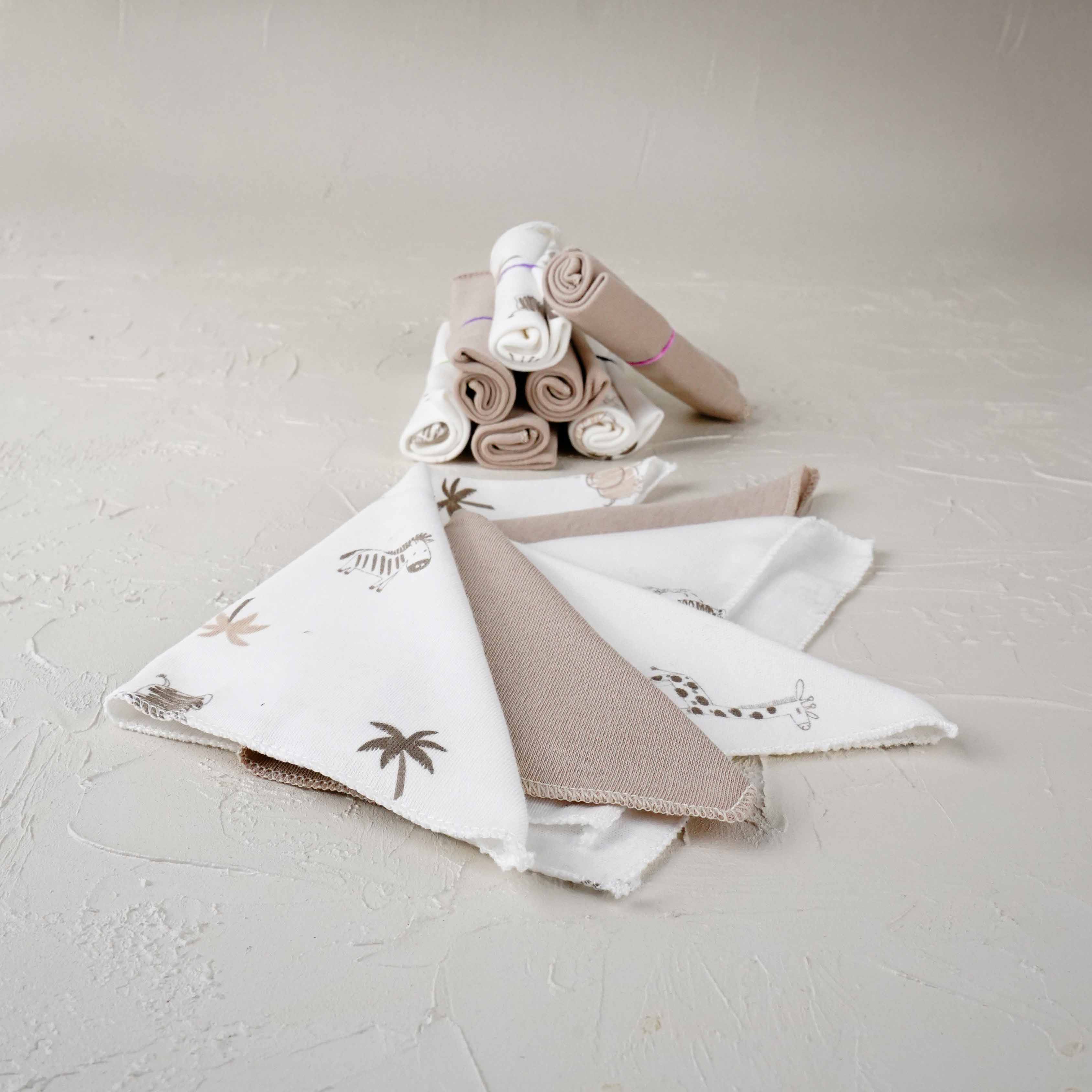 Lora Bliss Unisex 7'li Desenli Ağız Mendili Seti 23x23 cm - Taş