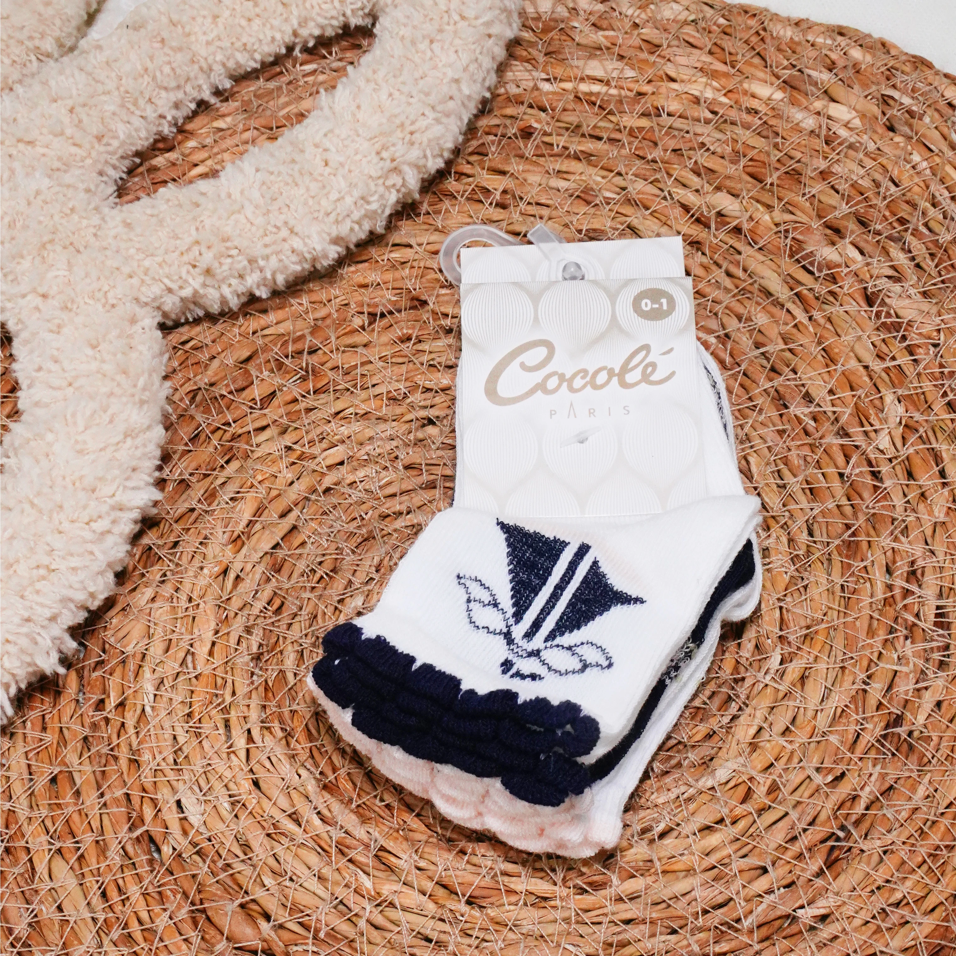 Lora Bliss 3'lü Soket Çorap - Lacivert ve Beyaz