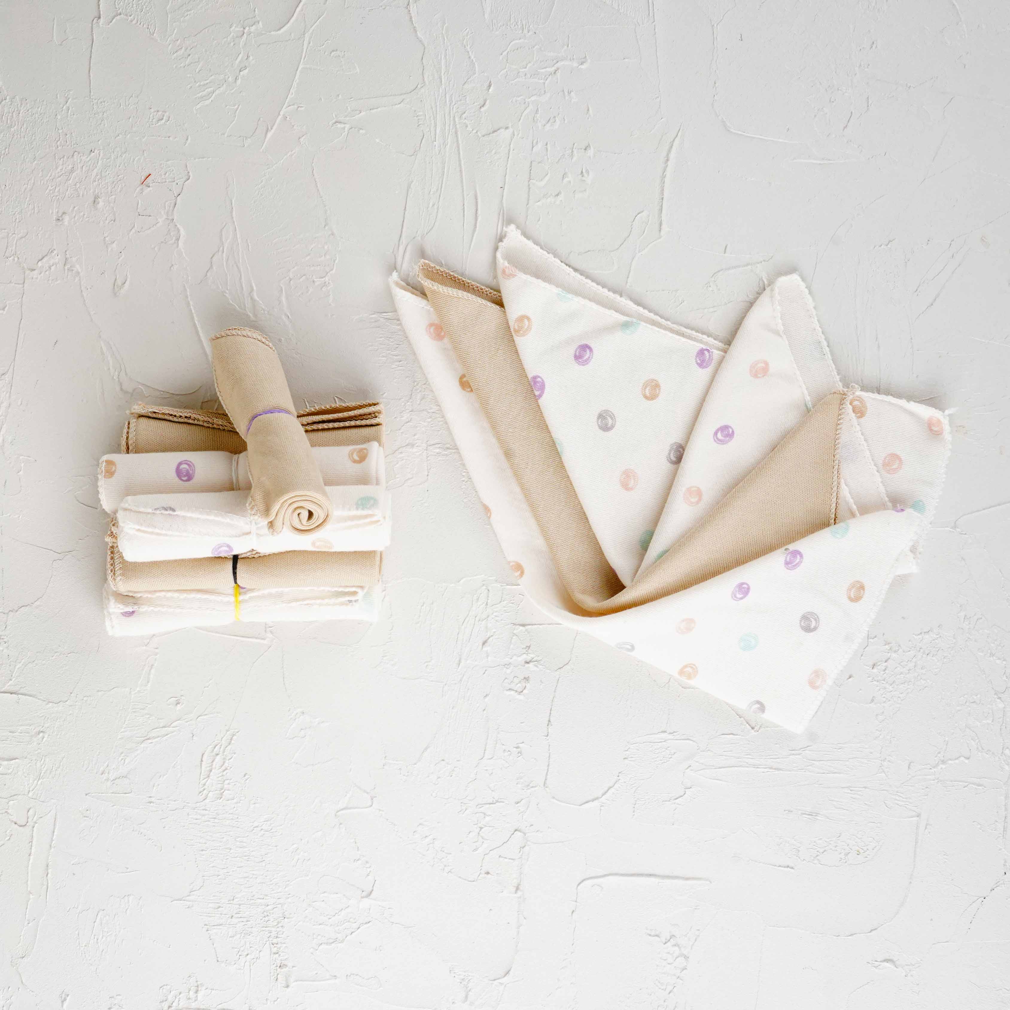 Lora Bliss Unisex 7'li Desenli Ağız Mendili Seti 23x23 cm - Bej