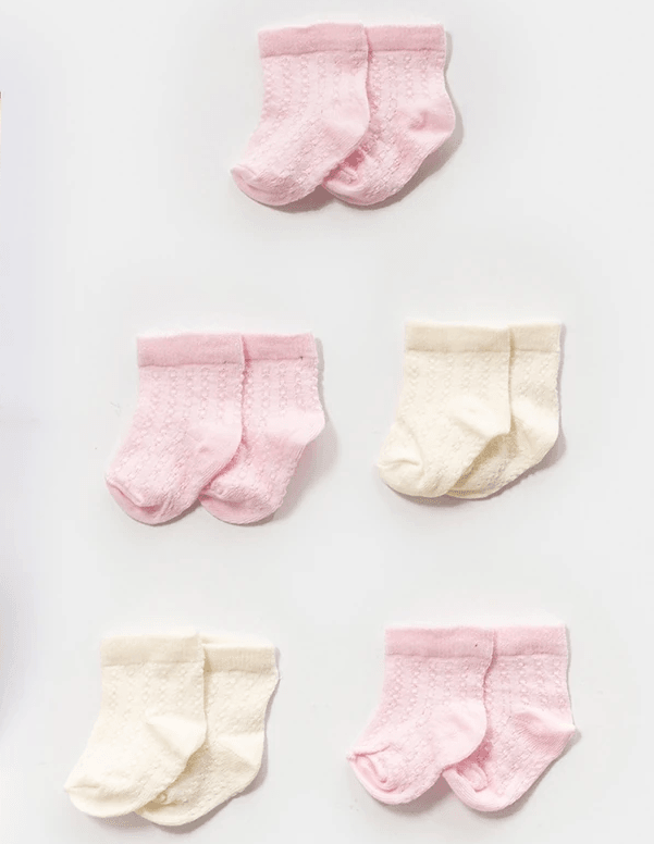 Lora Bliss Unisex Jakarlı Bebek Çorap Seti –  3/6 Ay | 5'li - Pembe