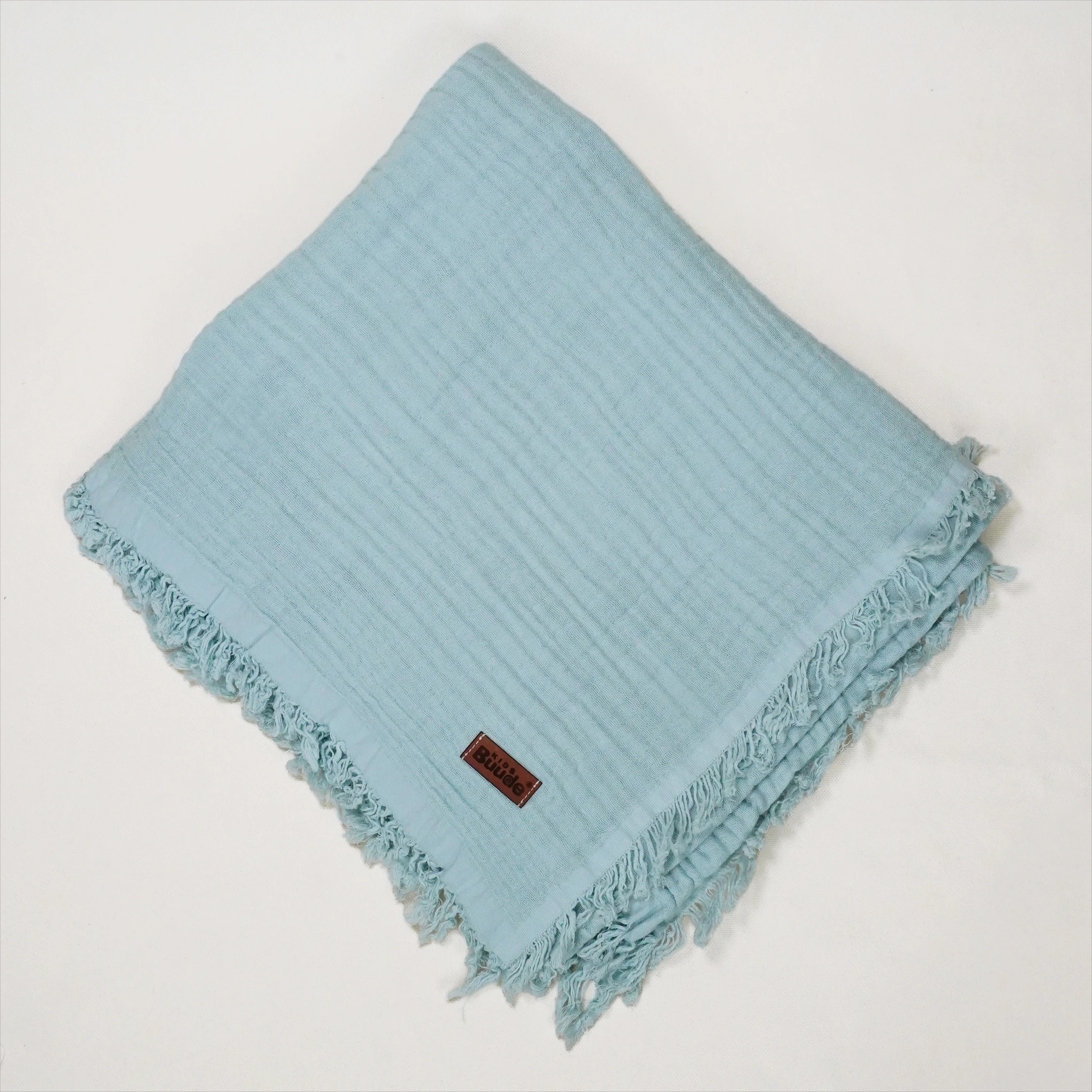 Lora Bliss Unisex Saçaklı Müslin Battaniye – 100x100 cm - Mint Yeşili