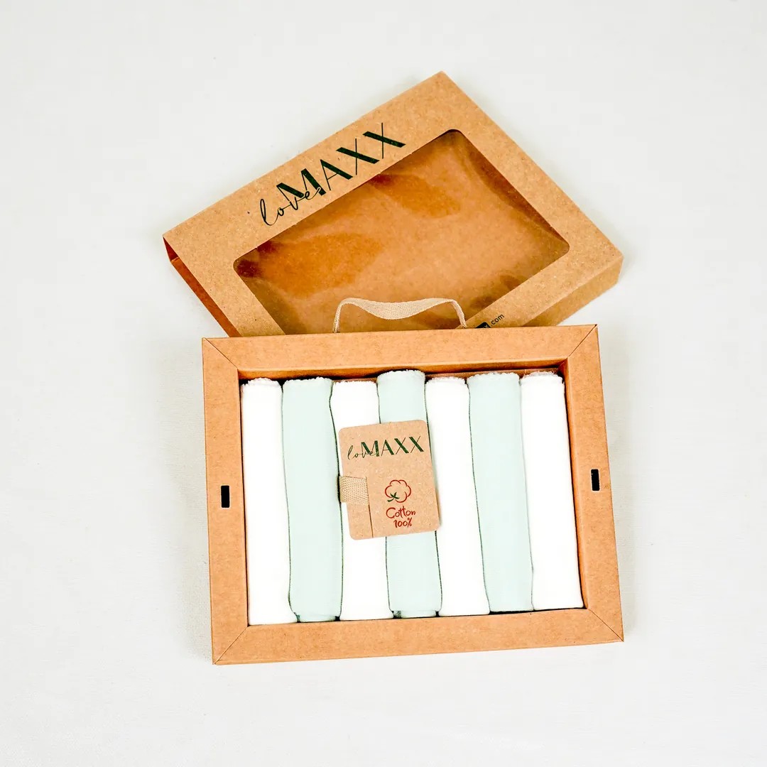 Lora Bliss Unisex Penye Ağız Mendili – 7'li Set | 22x23 cm - Mint Yeşili