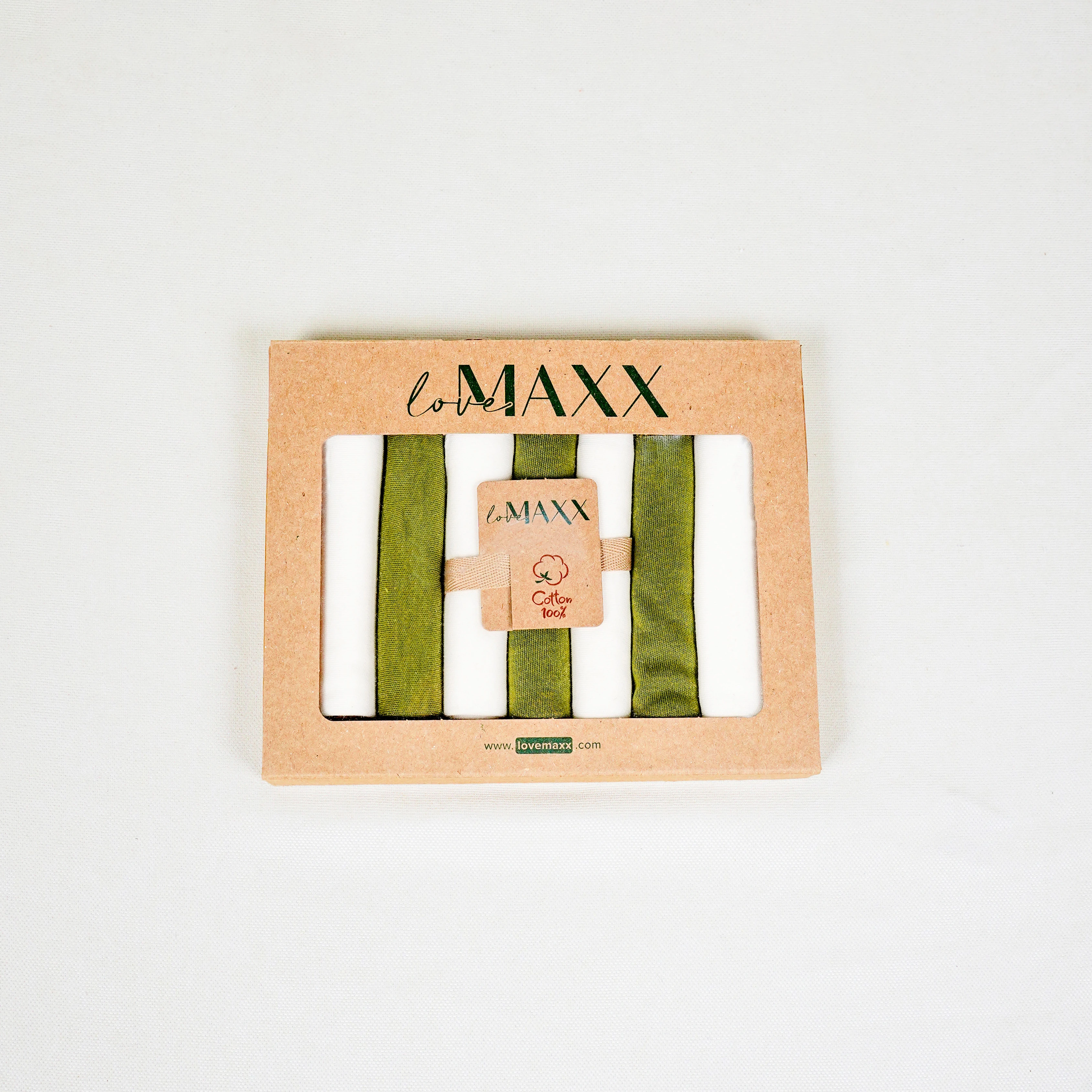 Lora Bliss Unisex Penye Ağız Mendili – 7'li Set | 22x23 cm - Beyaz- Yeşil