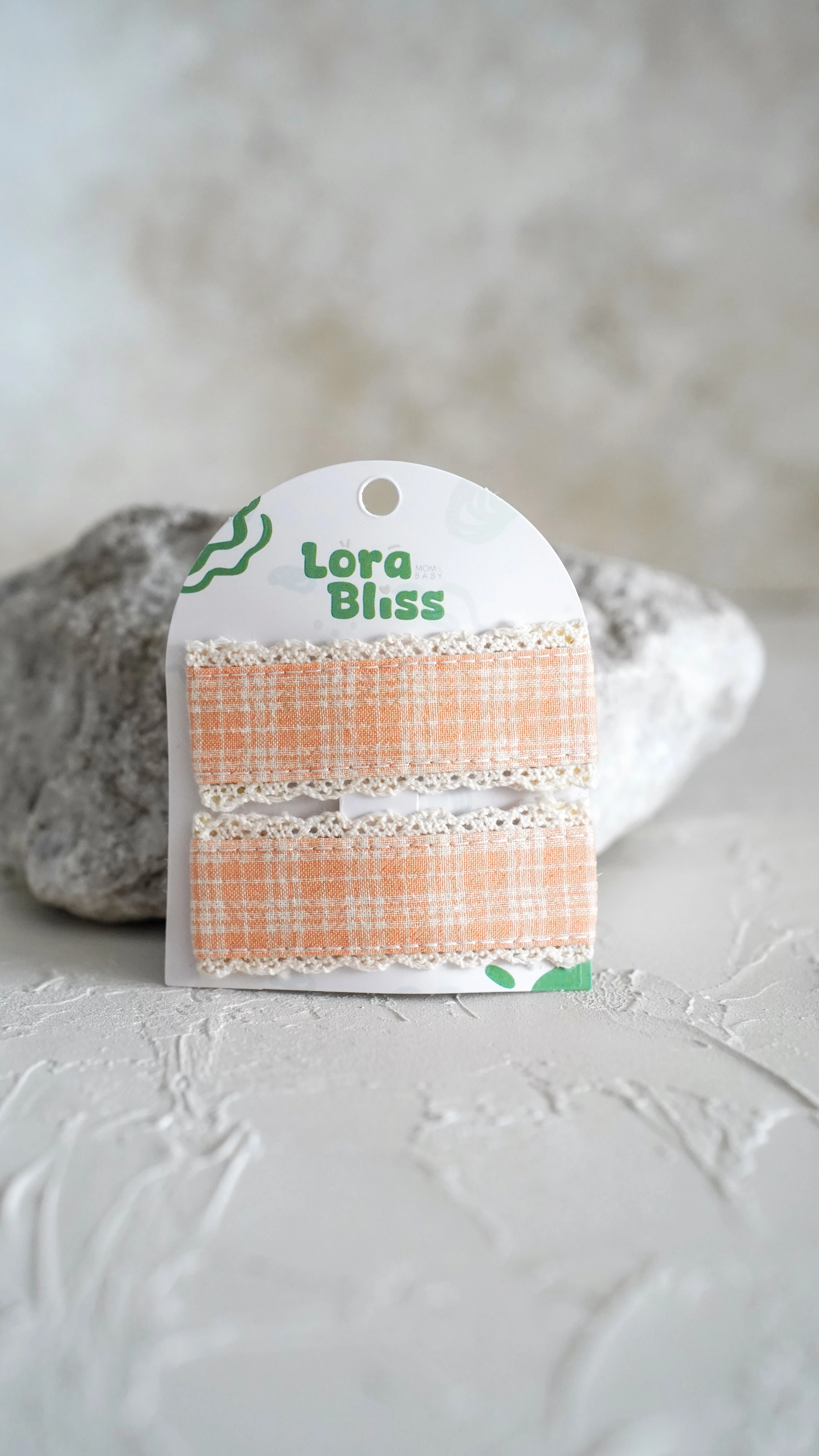 Lora Bliss Dantelli Ekose Desenli Çıtçıt İkili Toka - Lacivertt