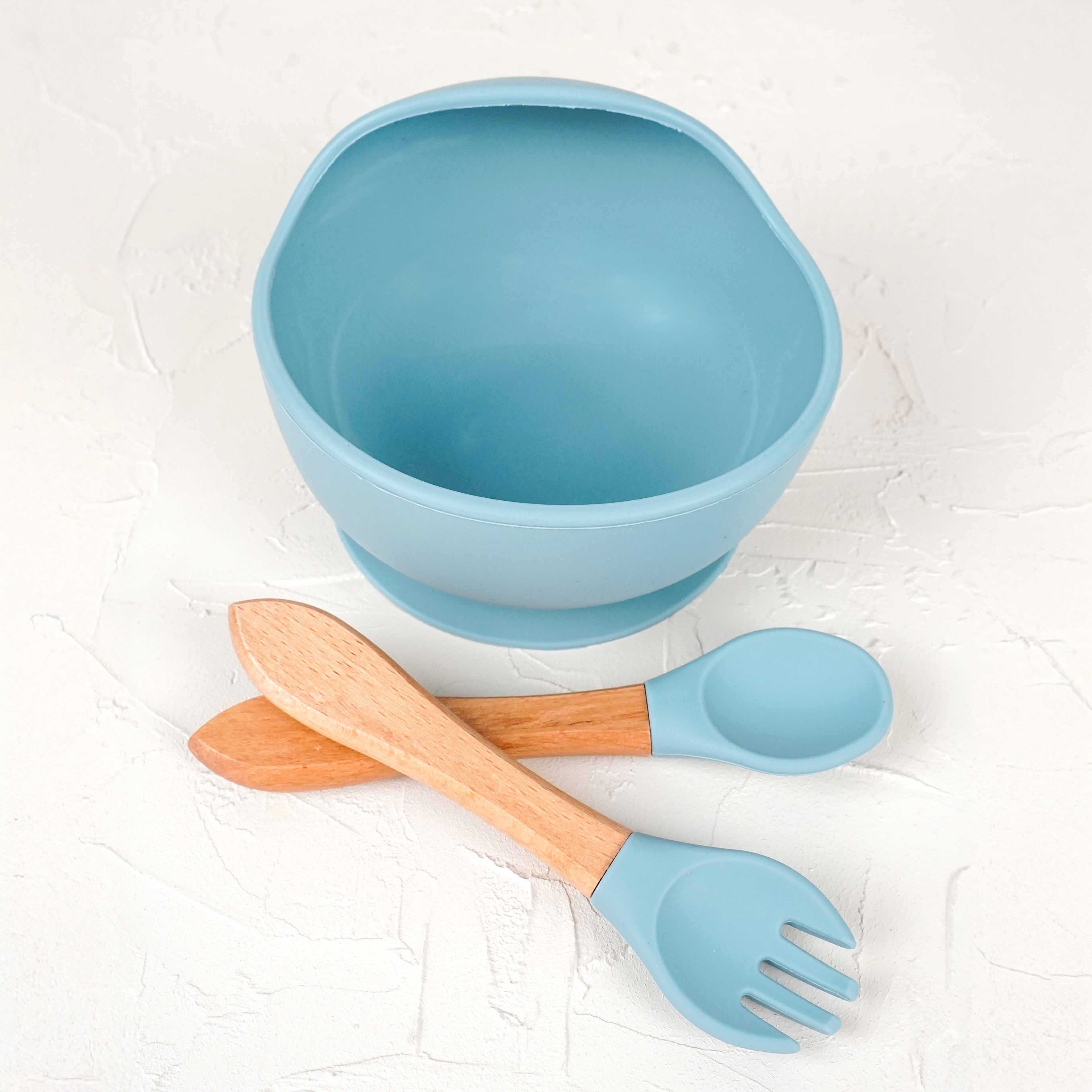 Lora Bliss Silikon Bebek Yemek Takımı – 5 Parça Gök Mavi
