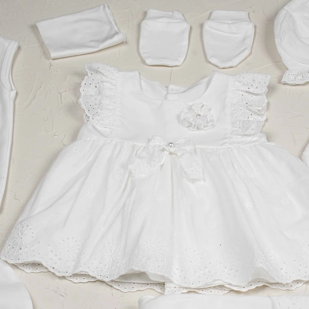 Lora Bliss Kız İncili Dokuma  10’lu Hastane Çıkışı Seti - Krem