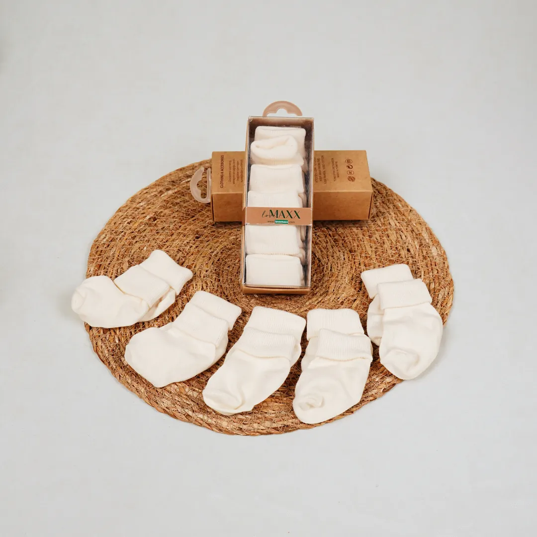 Lora Bliss Unisex Ekru 5’li Bebek Çorabı - Ekru