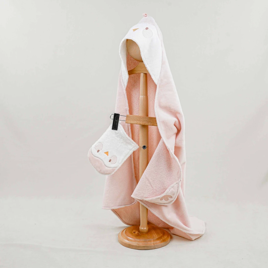 Lora Bliss Civcivli Bebek Bornoz & Kese Seti - Gül Kurusu