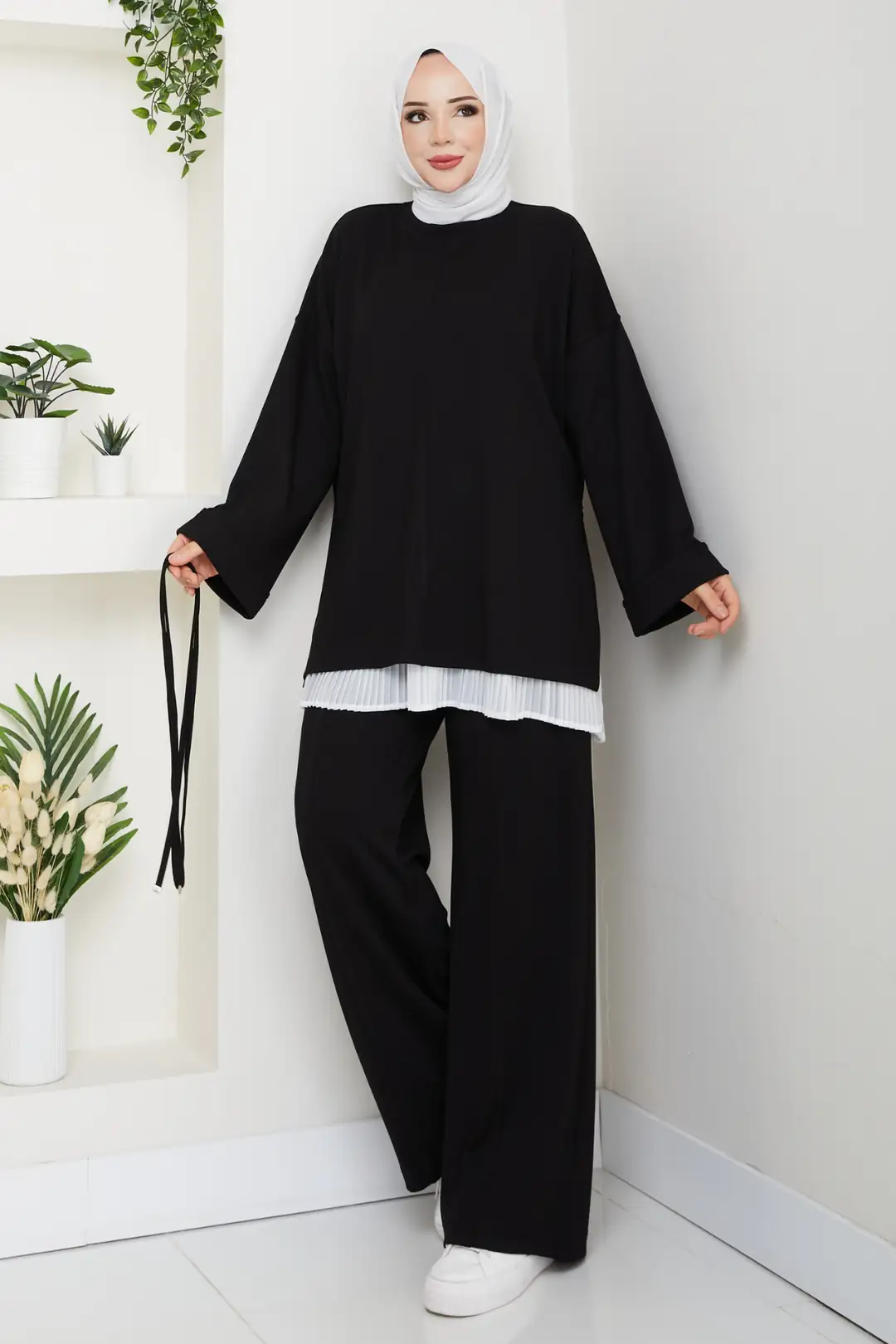 Oysho İkili Takım Kolları Volanlı - Siyah