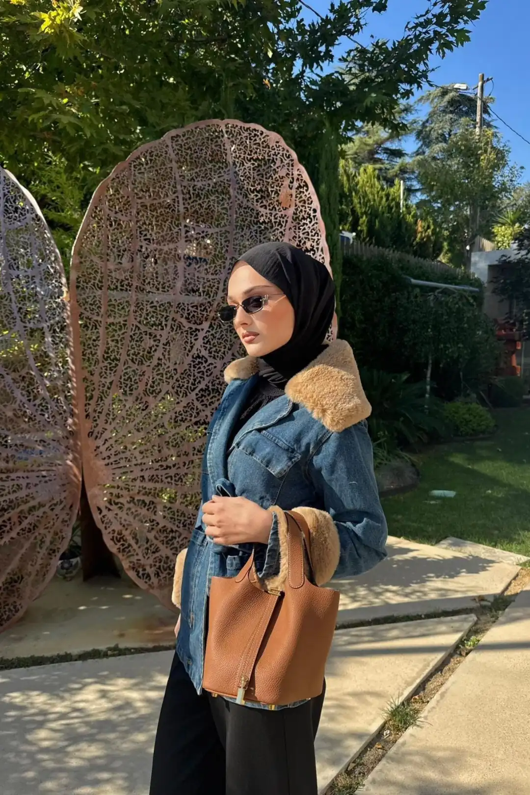 Kürk Detaylı Kot Ceket - Siyah