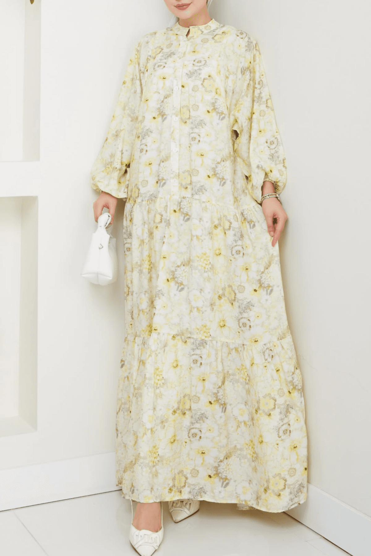 Mango Çiçek Desenli Elbise - Sarı
