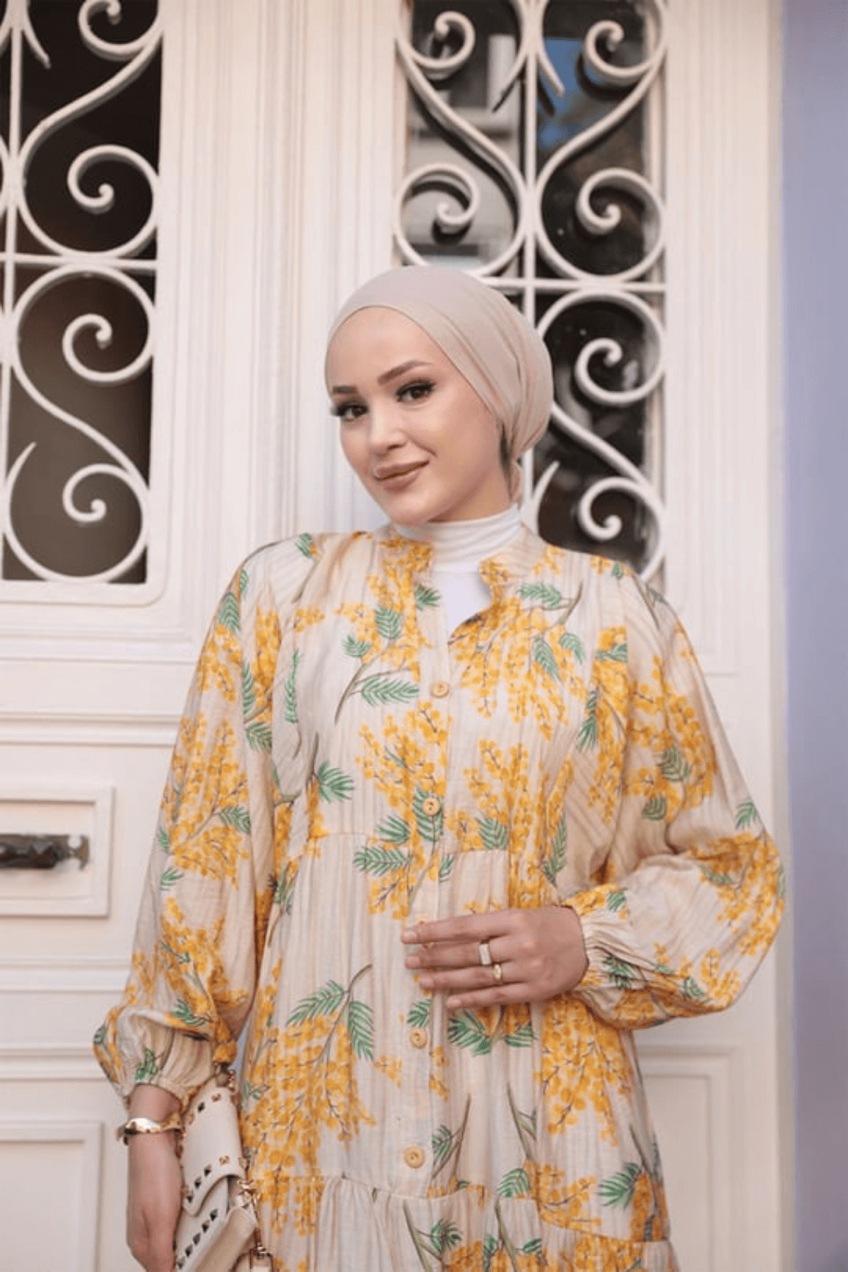 Mango Sarı Çiçekli Elbise