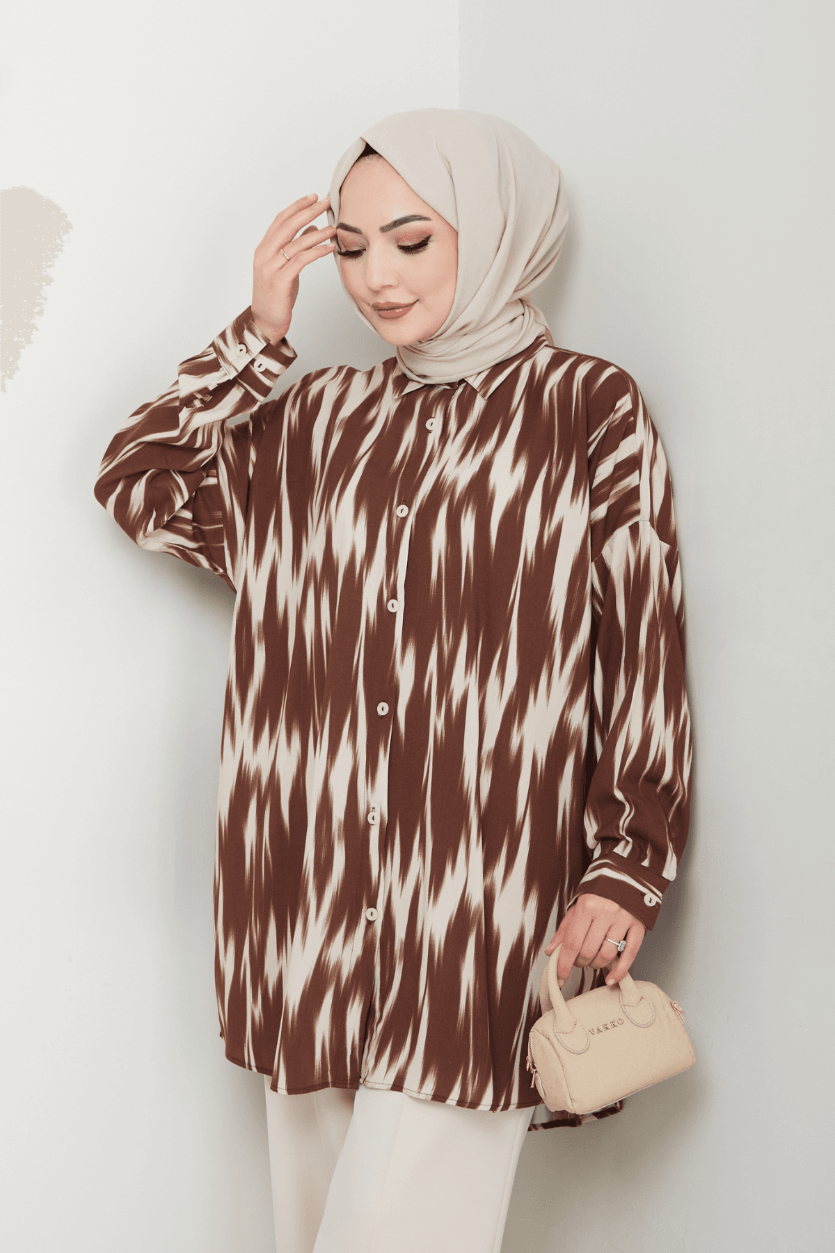 Oversize Yakamoz Desen Gömlek