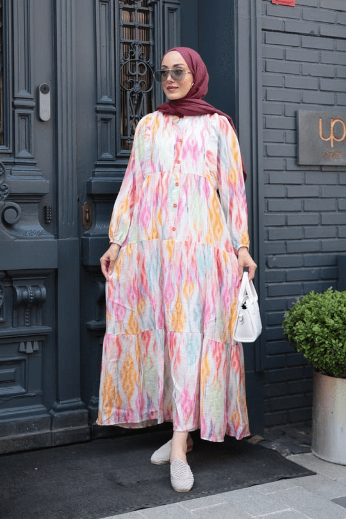 Mango Gökkuşağı Desenli Elbise