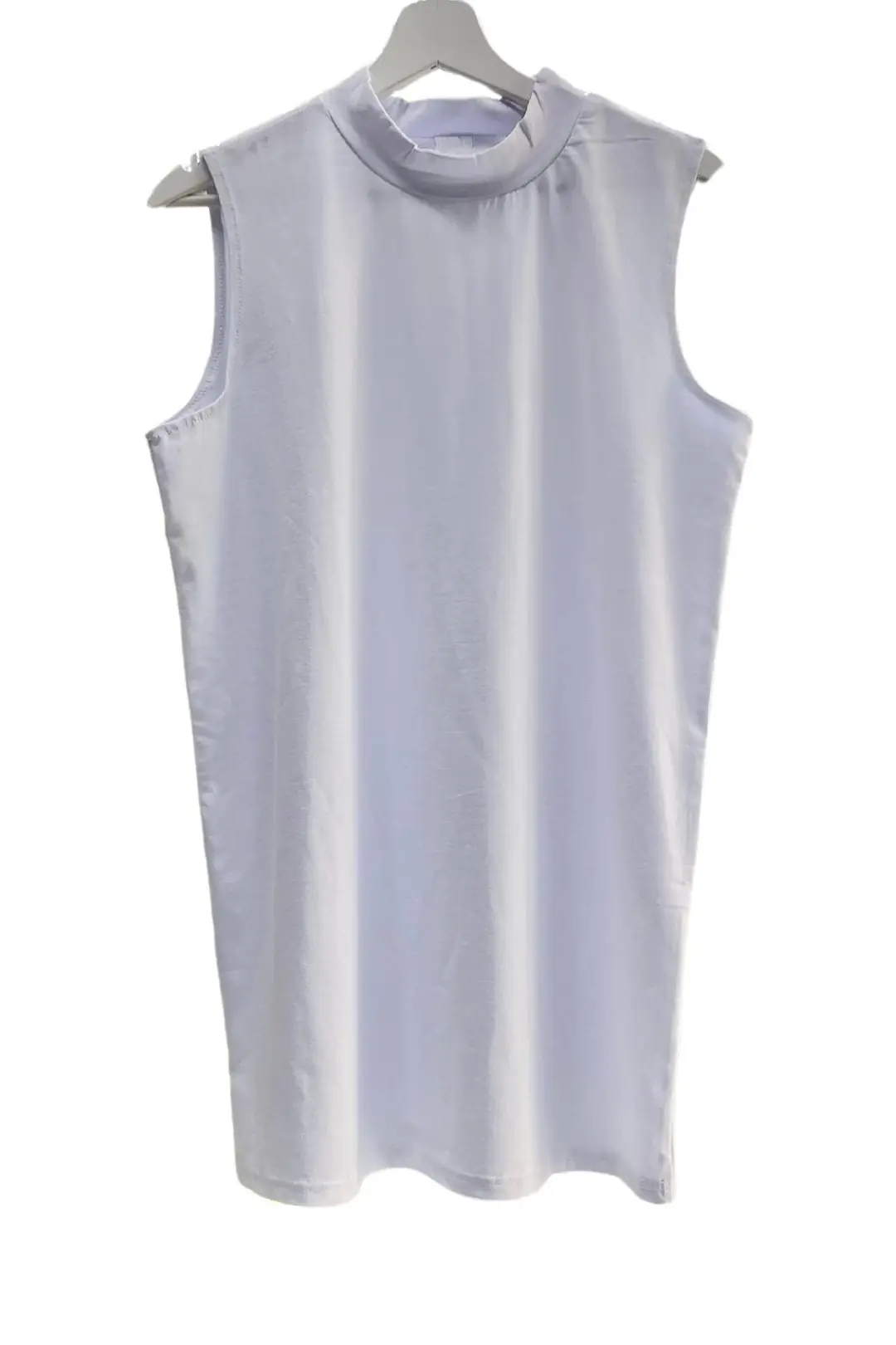 Sıfır Kol Yarım Balıkçı Kadın  İçlik Tunik - Beyaz