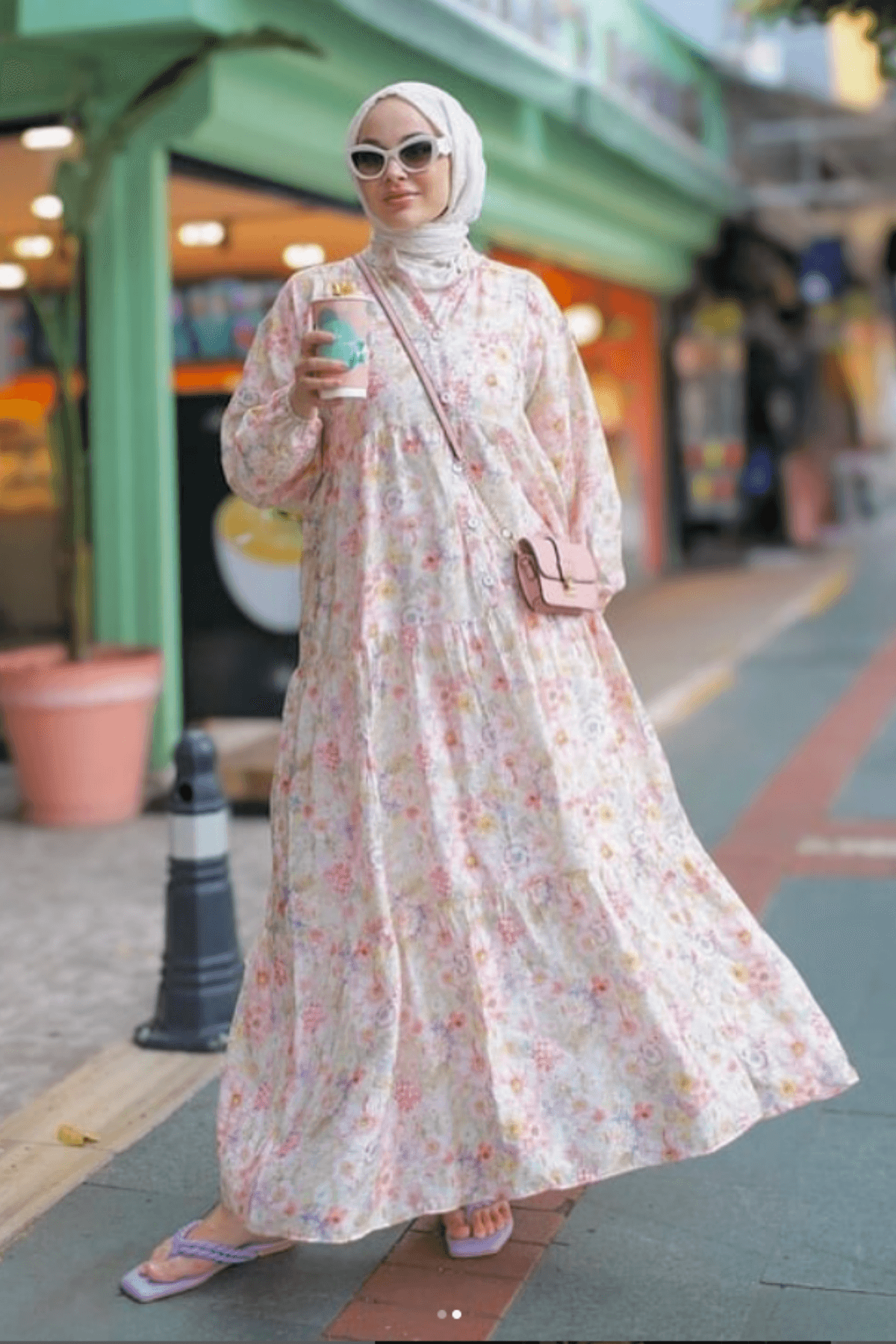 Mango Pembe Çiçek Desenli Elbise