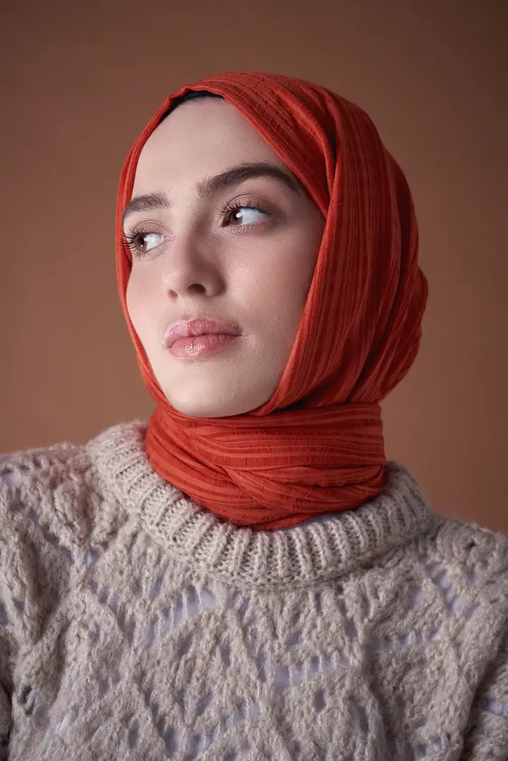 Misto Pamuk Şal - Kiremit