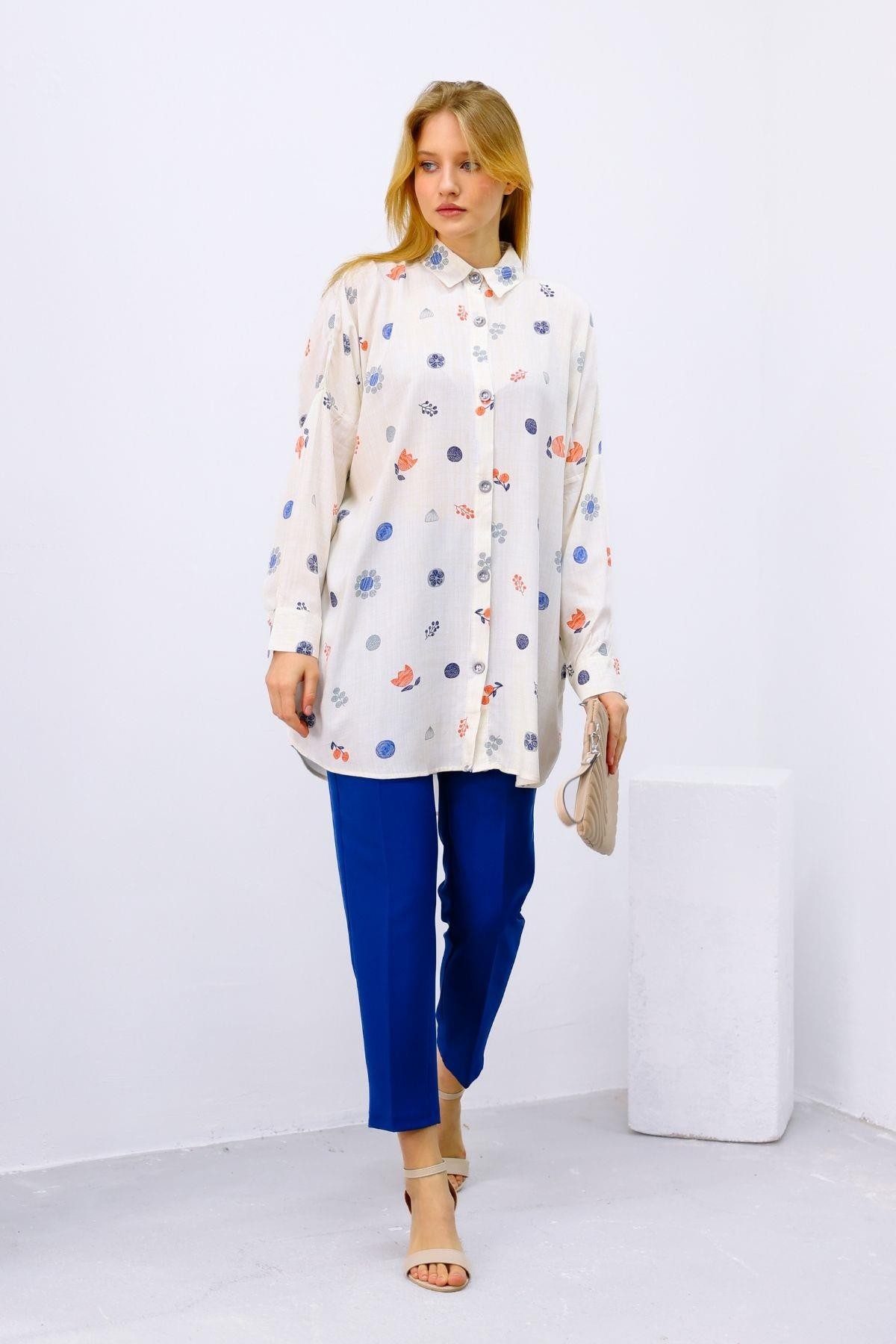 Lale Desen Oversize  Kadın Gömlek