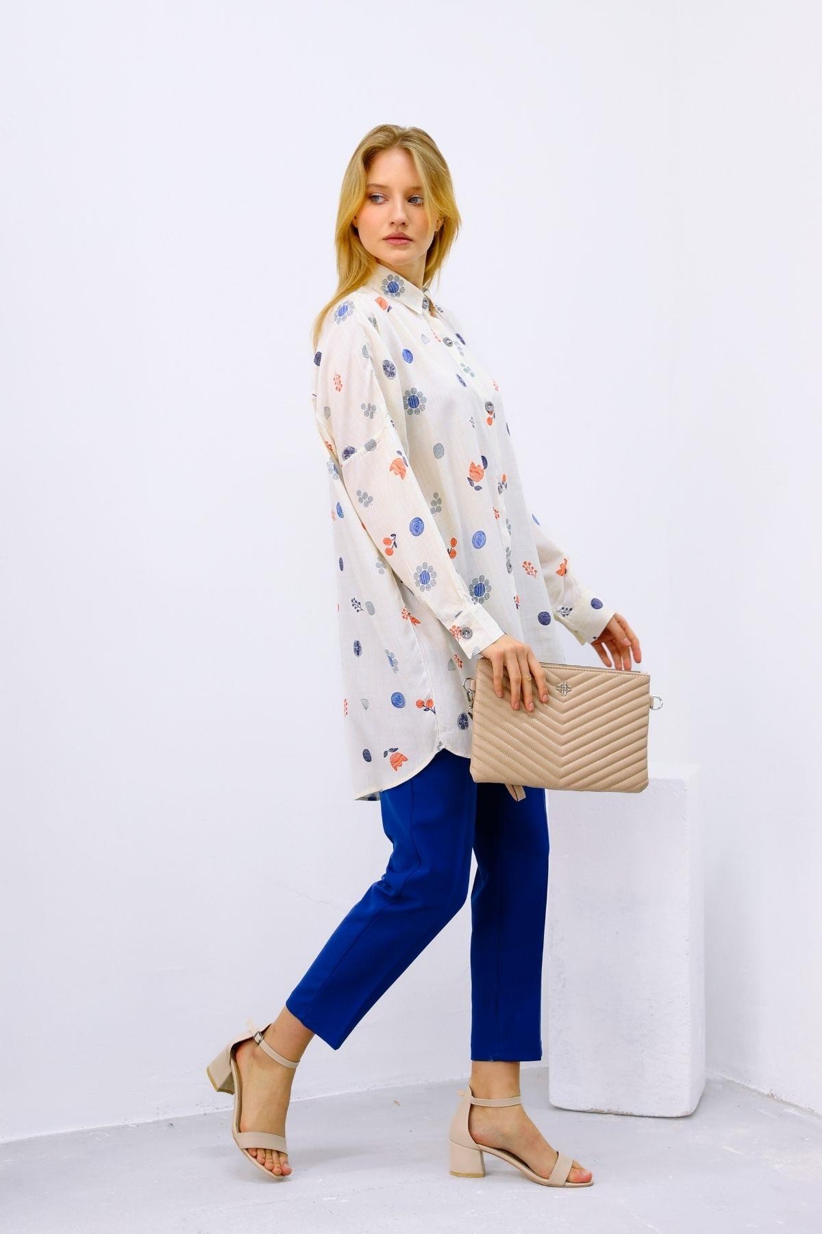 Lale Desen Oversize  Kadın Gömlek