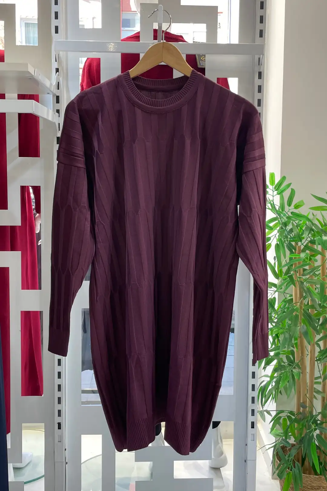 Soğuk İplik Kendinden Desenli Tunik - Siyah