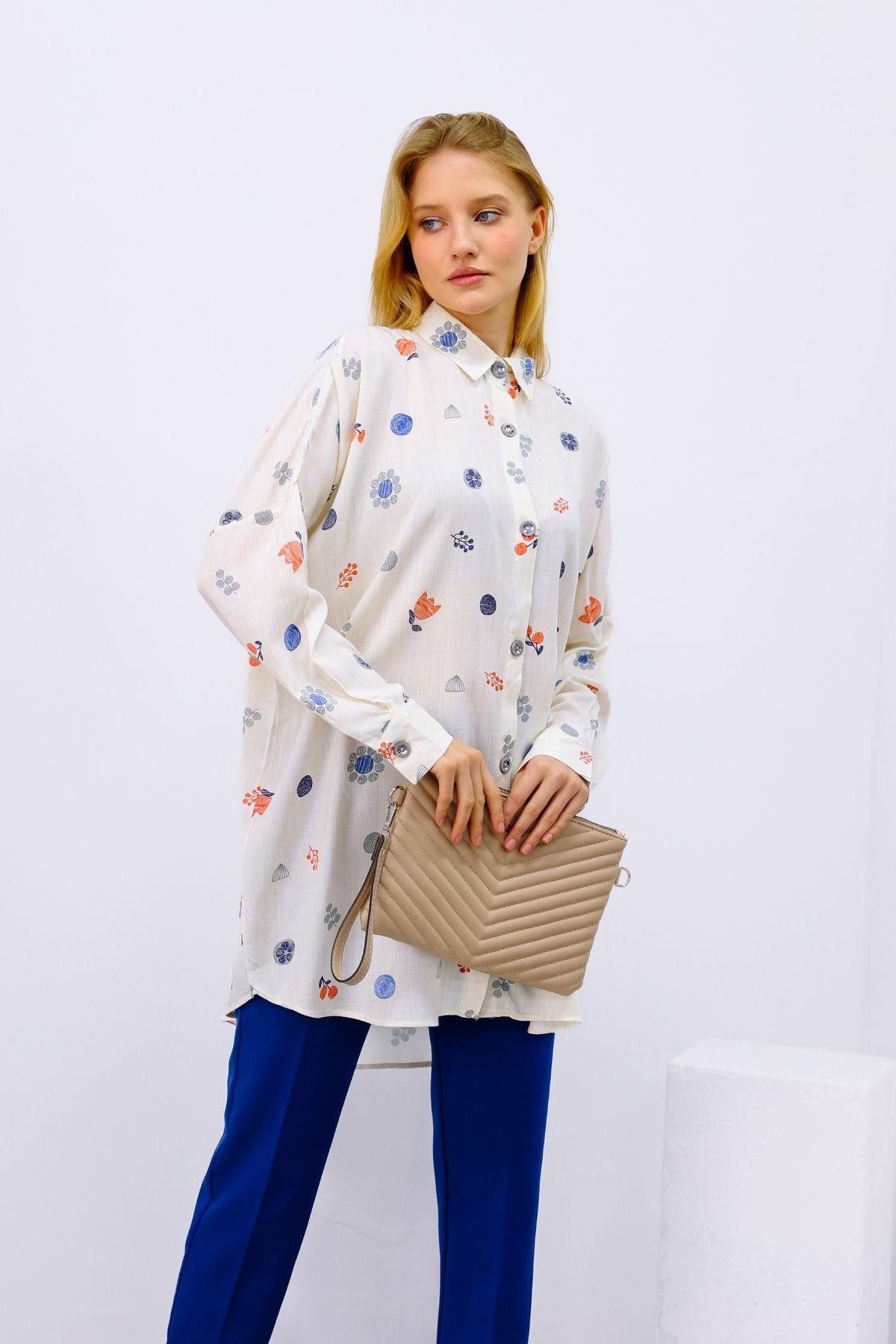 Lale Desen Oversize  Kadın Gömlek