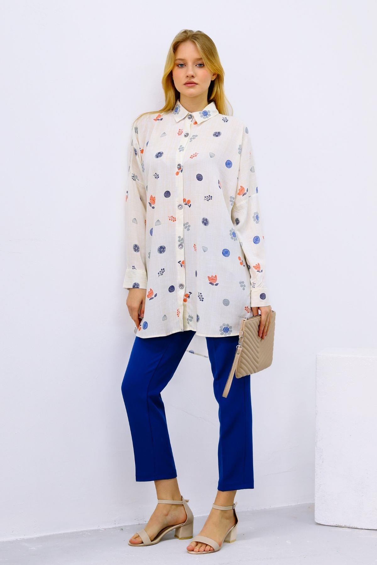 Lale Desen Oversize  Kadın Gömlek