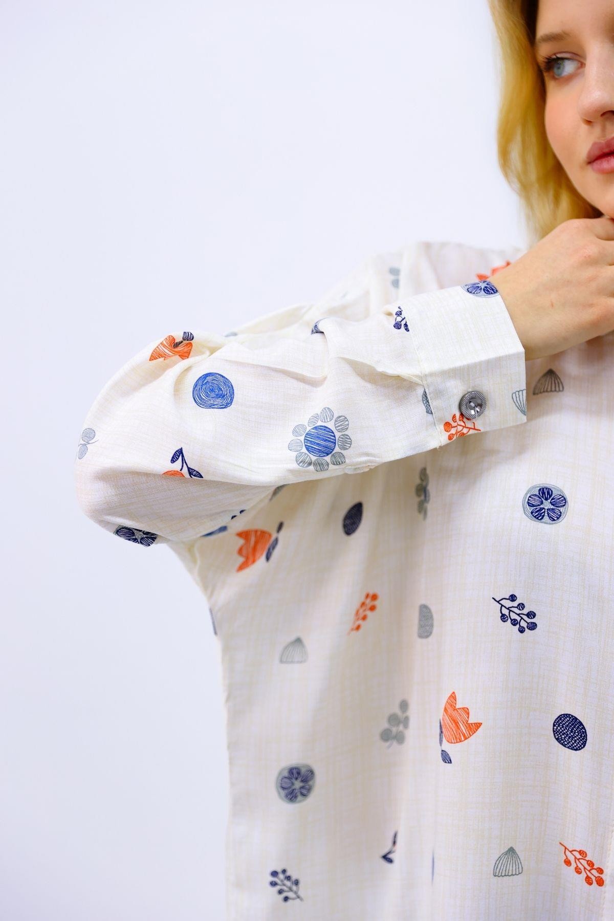 Lale Desen Oversize  Kadın Gömlek
