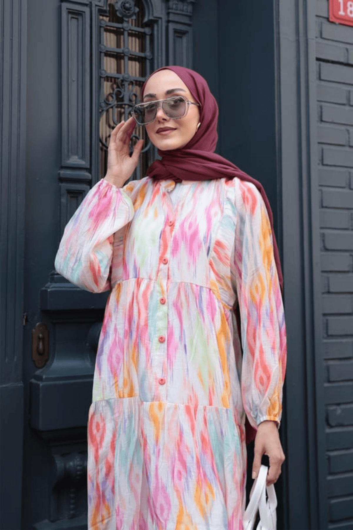 Mango Gökkuşağı Desenli Elbise