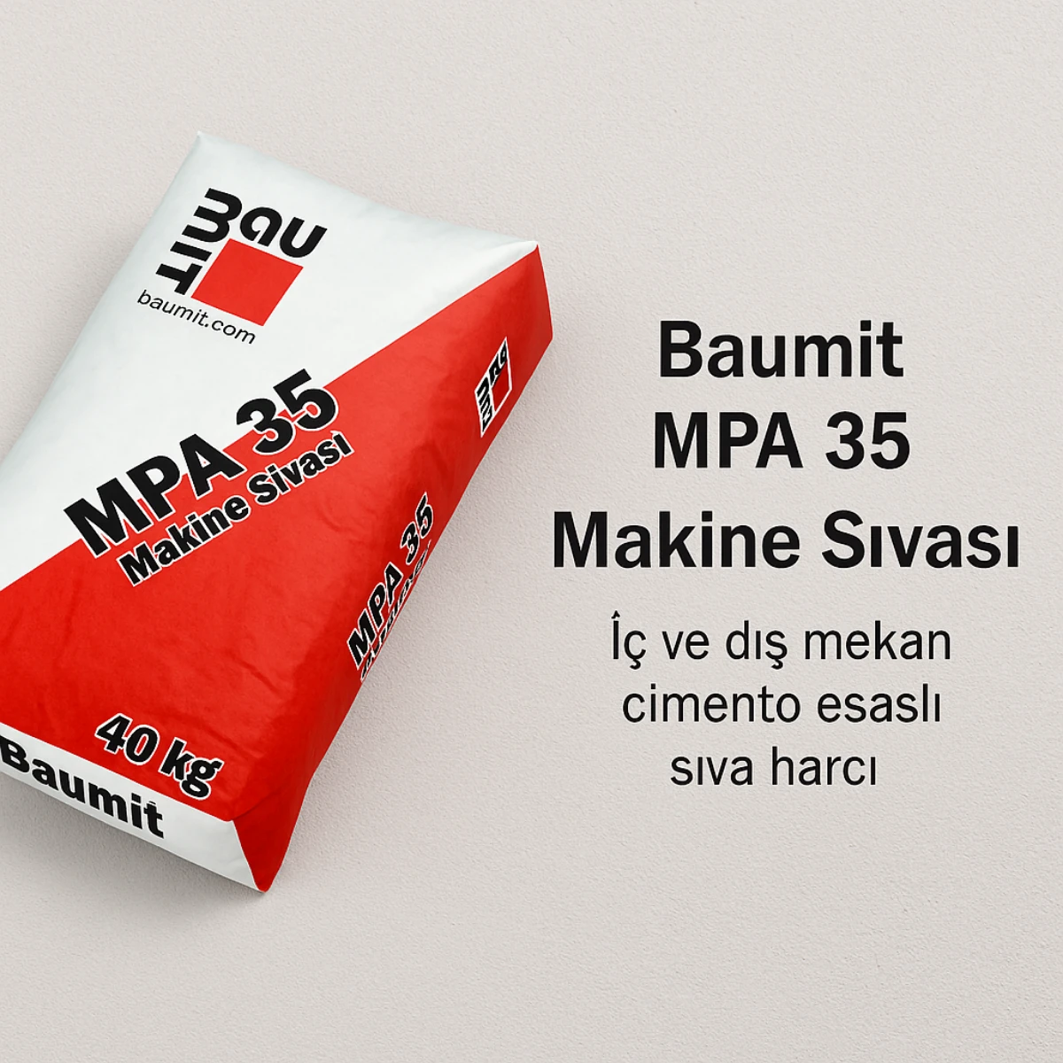 Baumit MPA 35 Makine Sıvası – İç ve Dış Mekan Çimento Esaslı Kaba Sıva Harcı