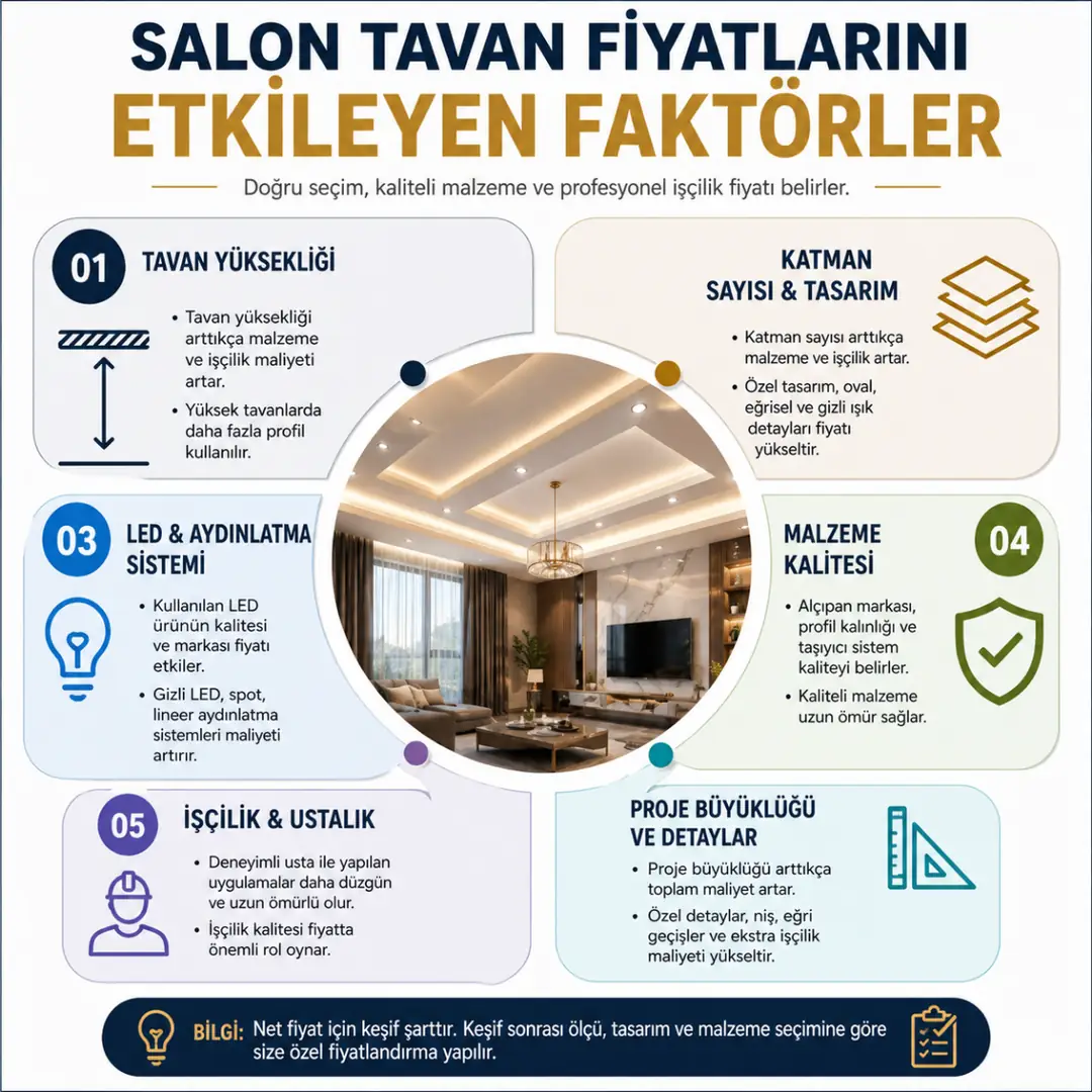 asma tavan fiyatını etkileyen faktörler tavan yüksekliği led sistem işçilik kalite&nbsp;
