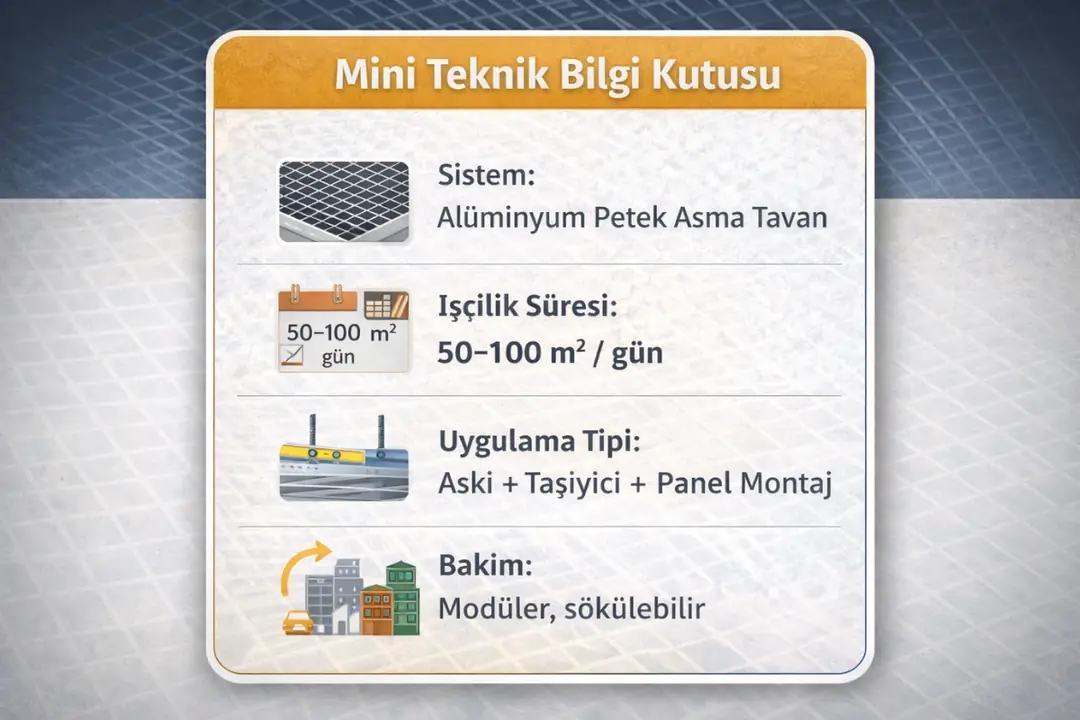 Petek asma tavan işçiliği için teknik bilgiler ve uygulama detayları&nbsp;