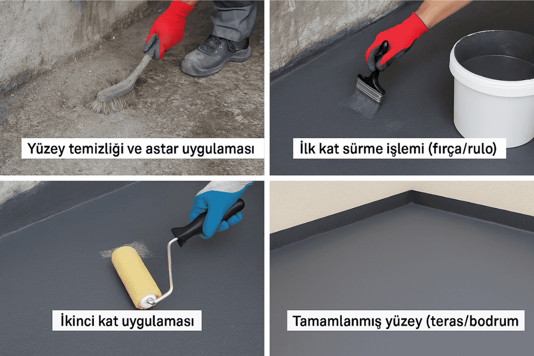 Köster su yalıtımı uygulama aşamaları – yüzey hazırlığı, astar, çok katlı kaplama. 