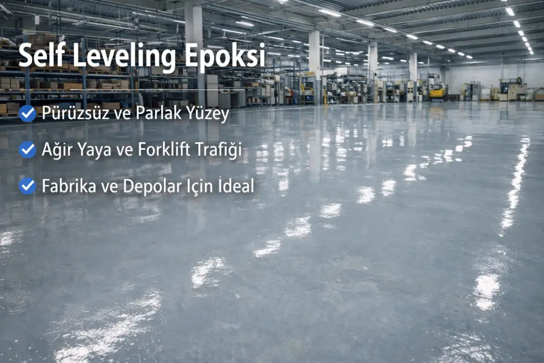 Self leveling epoksi zemin kaplama pürüzsüz ve parlak yüzey uygulaması&nbsp;