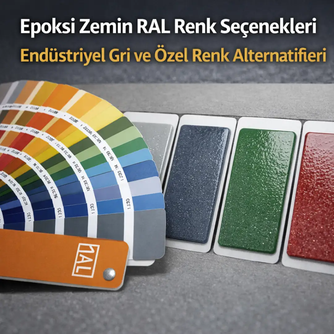Epoksi zemin RAL renk seçenekleri, endüstriyel gri ve özel renk alternatifleri
