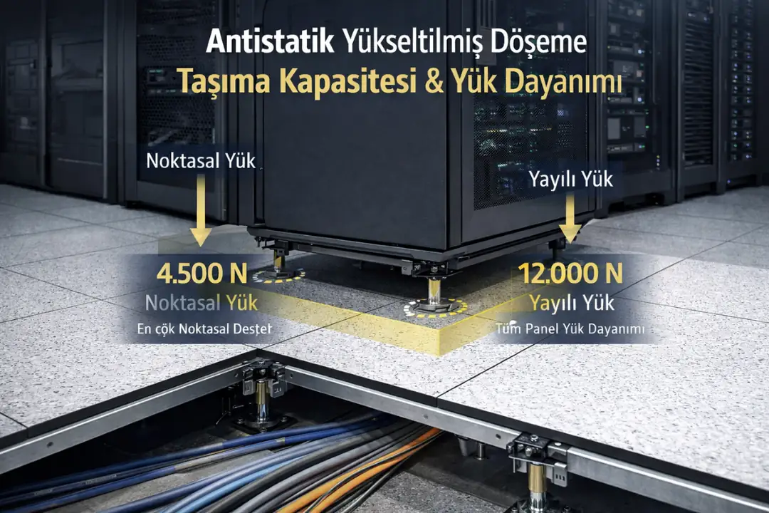 Antistatik yükseltilmiş döşeme taşıma kapasitesi ve sunucu yükü&nbsp;