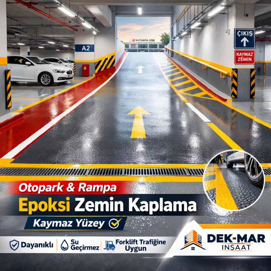 Kaymaz agregalı epoksi otopark rampası uygulaması&nbsp;