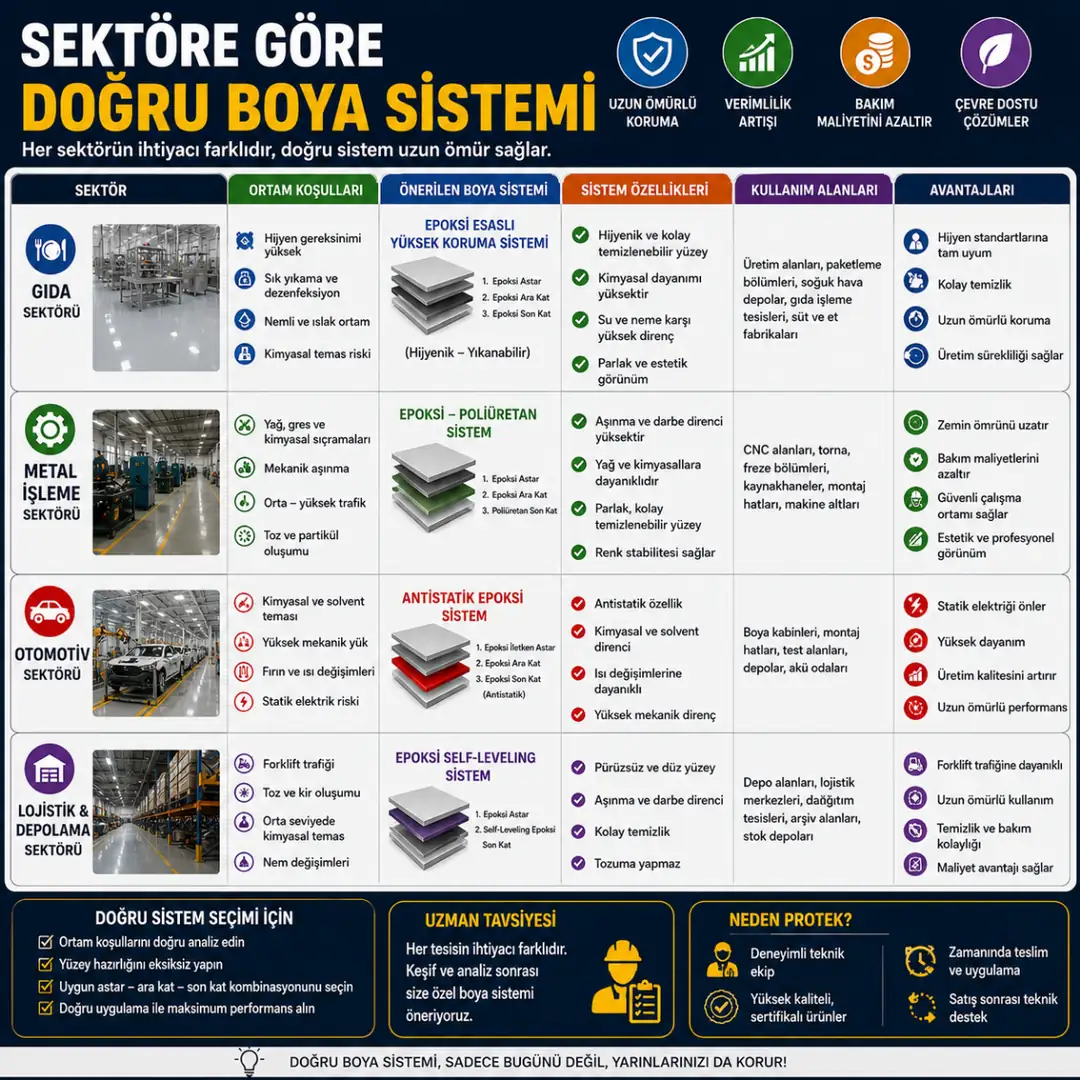Sancaktepe sektörlere göre doğru fabrika boya sistemi seçimi