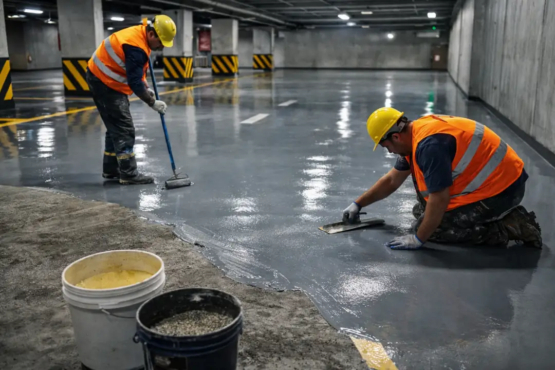 otopark epoksi kaplama uygulama süreci saha çalışması İstanbul&nbsp;