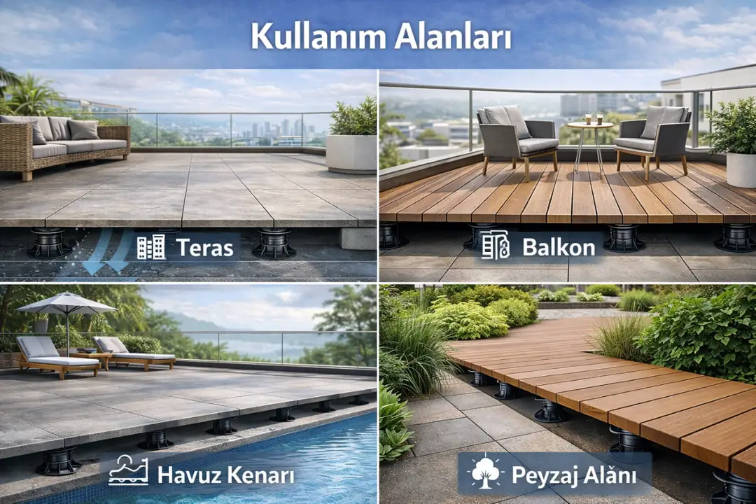Dış mekan yükseltilmiş döşeme kullanım alanları&nbsp;