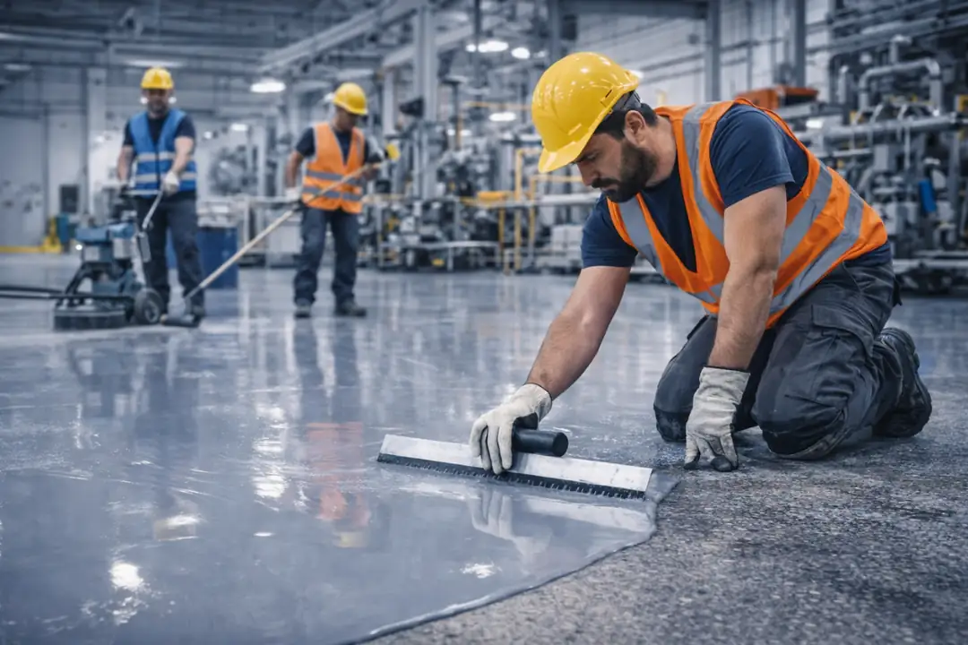 Profesyonel ekip ile endüstriyel epoksi zemin kaplama uygulaması