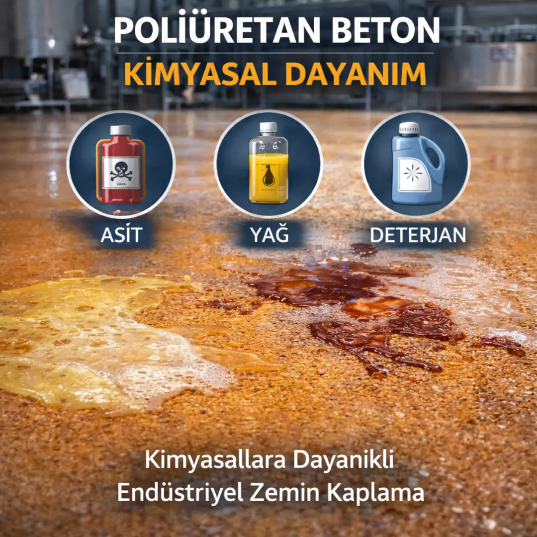 Kimyasallara dayanıklı poliüretan beton endüstriyel zemin kaplama uygulaması