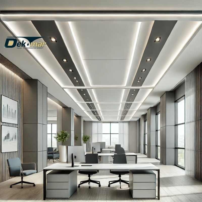 Ofis asma tavan modelleri, modern tasarımı ve akustik çözümleriyle çalışma alanlarında estetik ve fonksiyonel bir atmosfer sağlar.