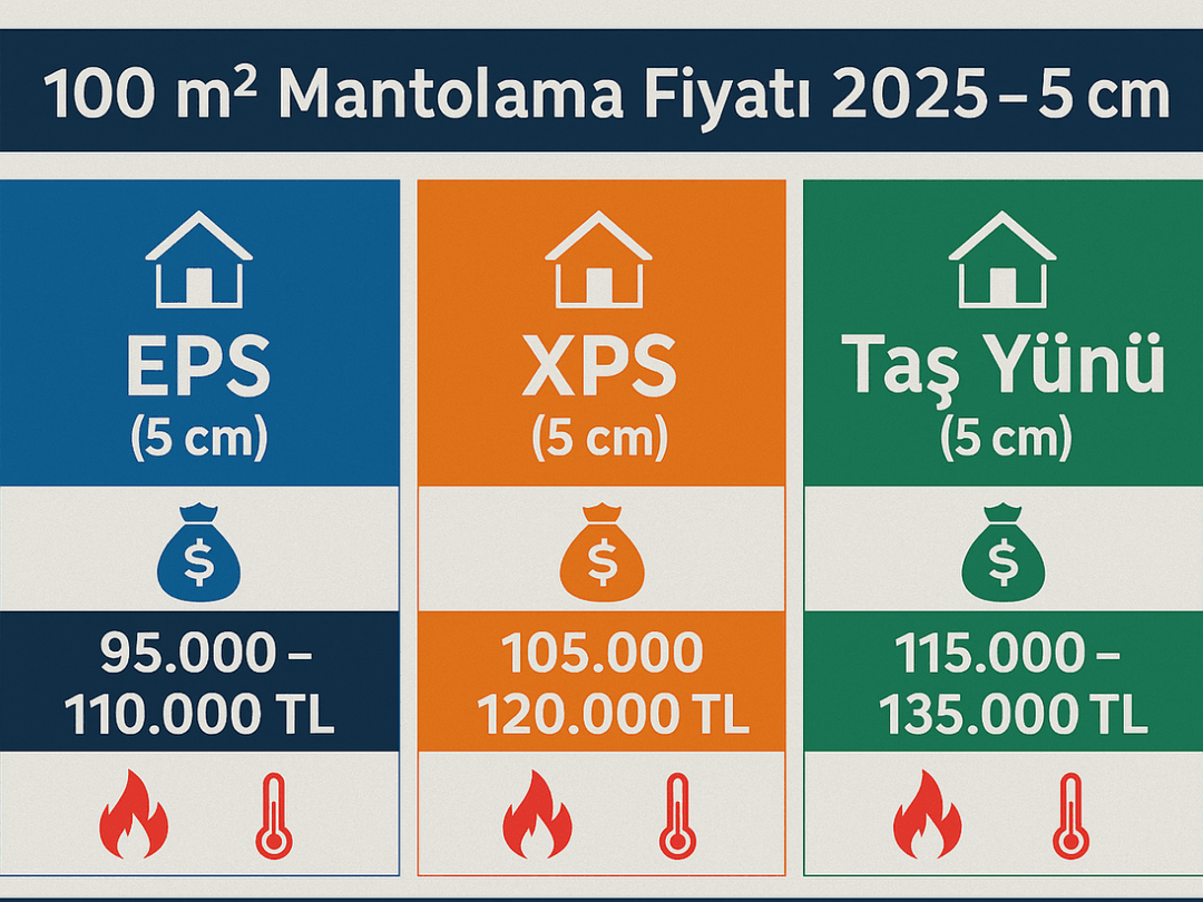 100 m² mantolama fiyatları 2025 – EPS, XPS ve taş yünü profesyonel fiyat tablosu 