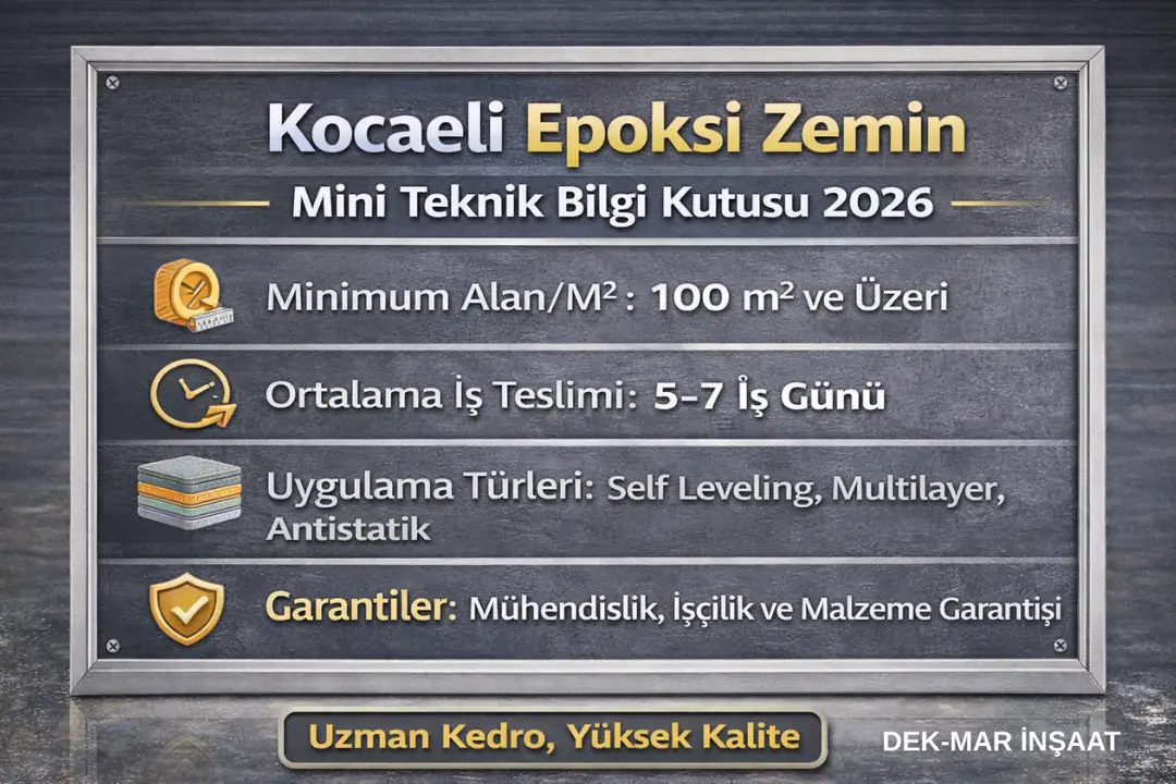 Kocaeli epoksi zemin kaplama teknik bilgi kutusu; kalınlık, dayanım ve kürlenme süresi&nbsp;