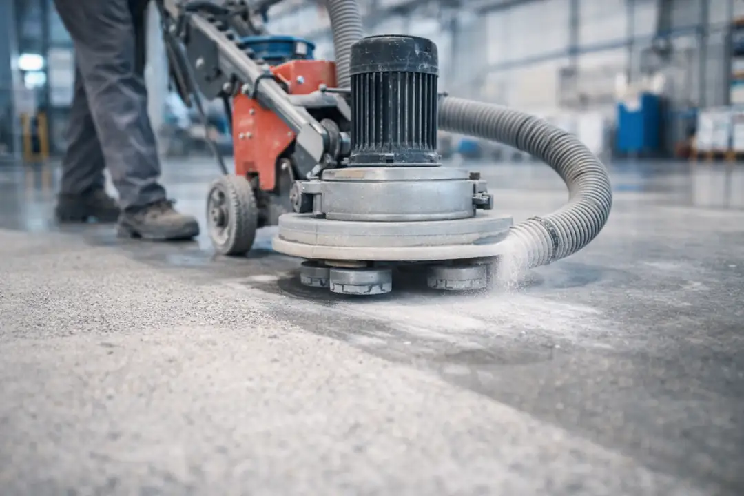 Epoksi öncesi beton zeminin elmas taşlama ile yüzey hazırlığının yapılması&nbsp;